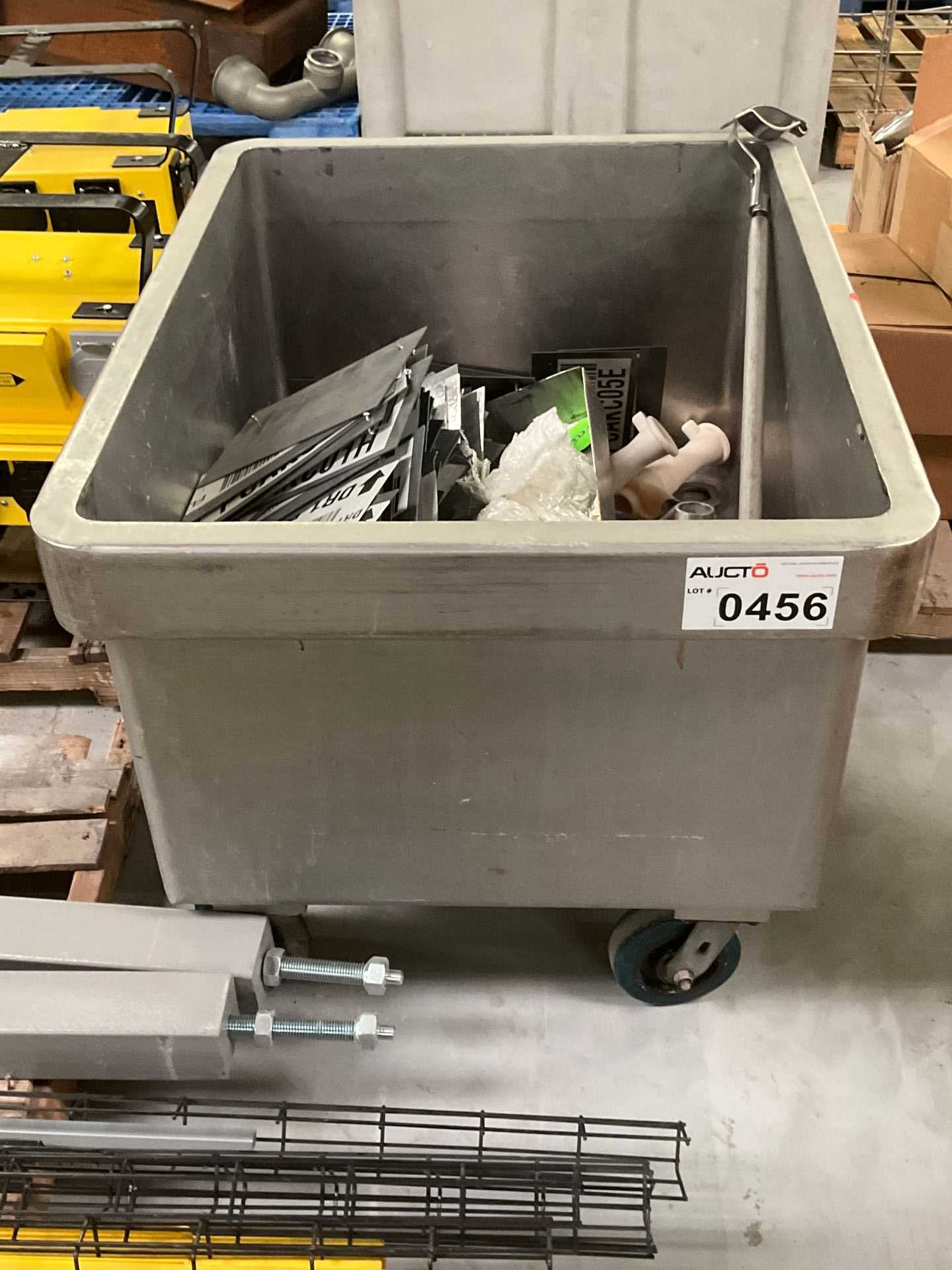 Rolling Metal Bin with Miscellaneous Contents - INDUSTRIAL PARTS