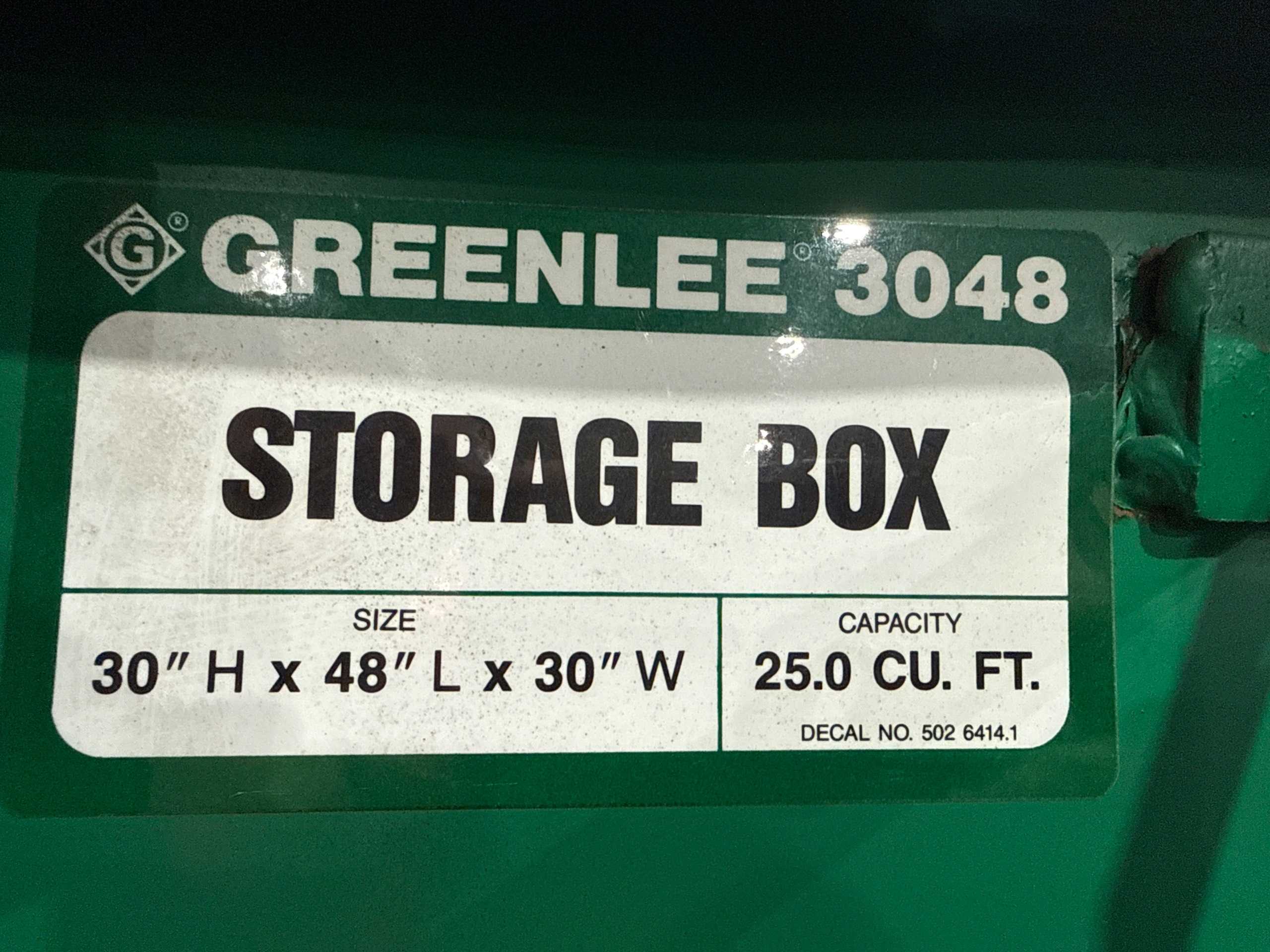 Greenlee 3048 Jobsite Storage Chest 16-Gauge Steel, 25 Cu ft, 48X30X30, 200 lbs - JOBSITE TOOL BOX