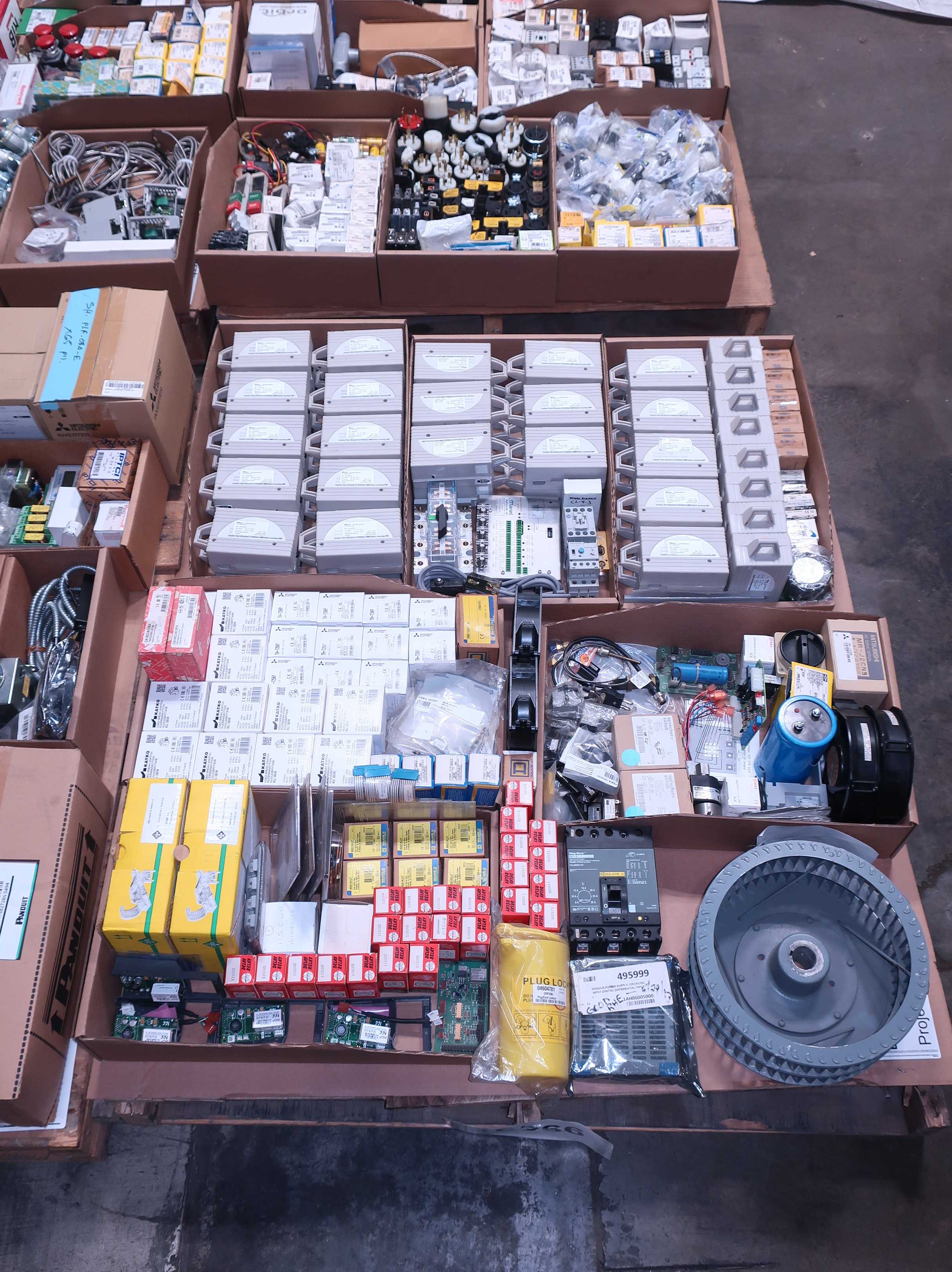 4 PALLETS OF ASSORTED ELECTRICAL - ELECTRONIC COMPONENTS