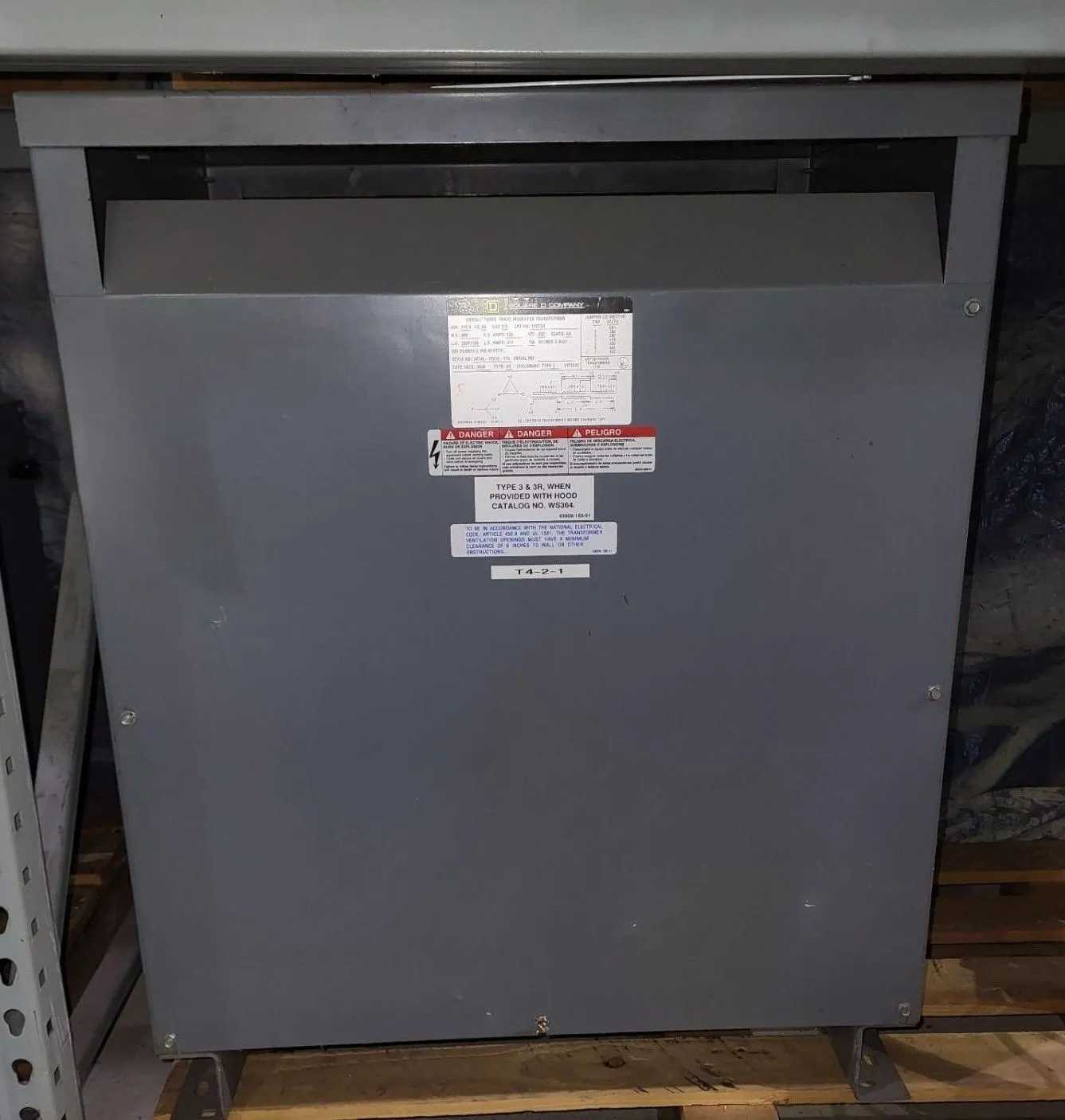 SQUARE D 112T3H SORGEL 112.5 KVA 480V TO 208Y/120V 3 PHASE DRY-TYPE TRANSFORMER - POWER TRANSFORMERS