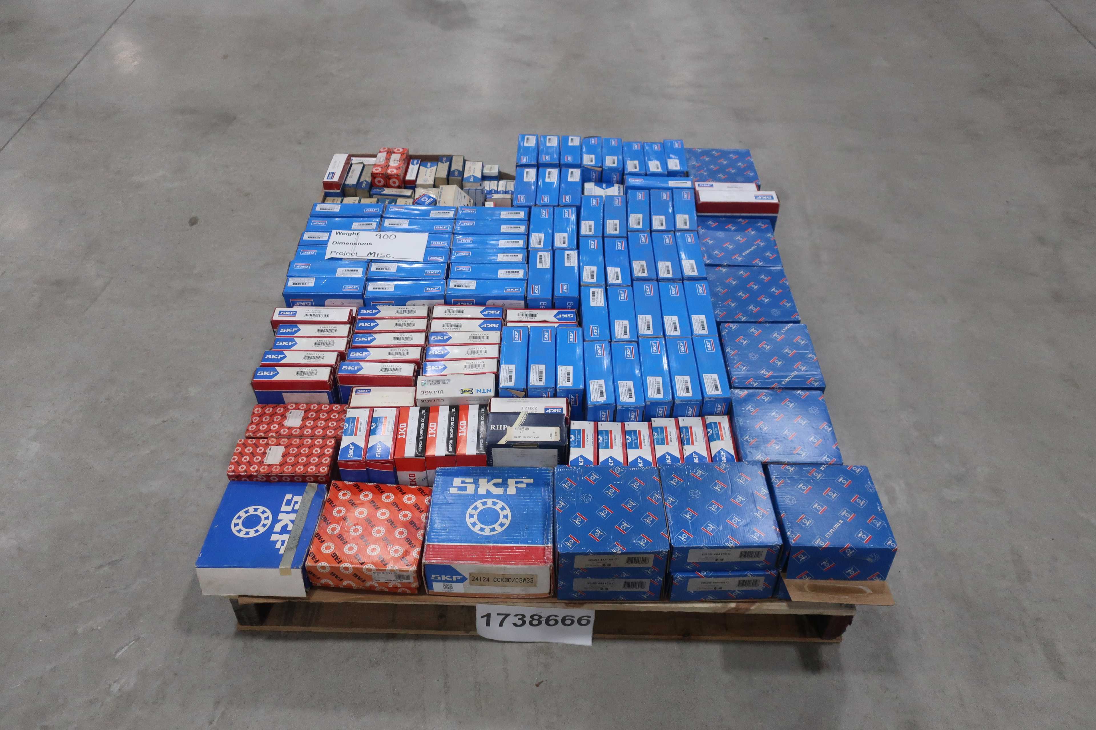 SKU 1738666 - PALLET OF ASSORTED BEARINGS, RHP, SKF, IKO, FAG