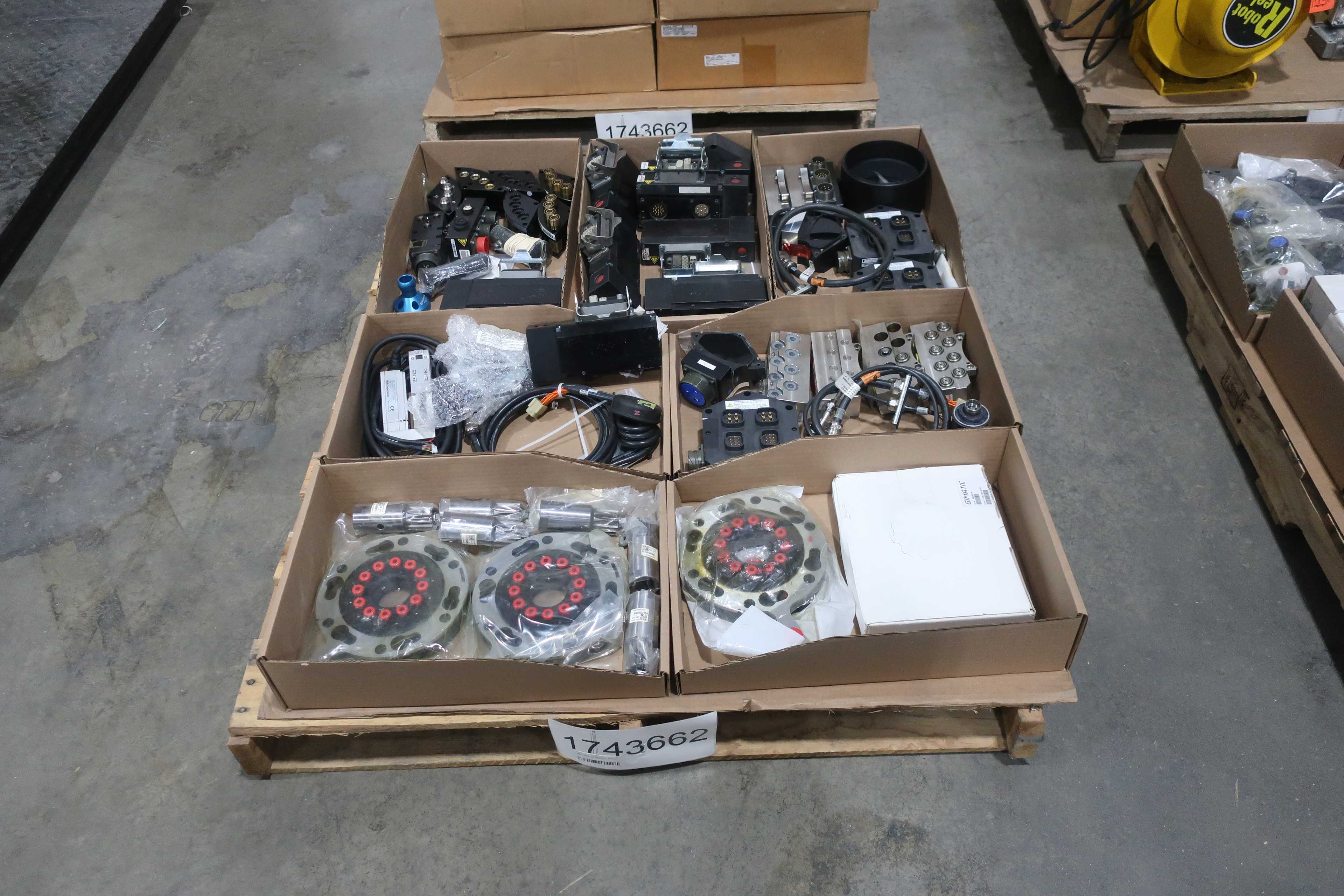 SKU 1743662 - 4 PALLETS OF ASSORTED ROBOT PARTS AND ACCESSORIES