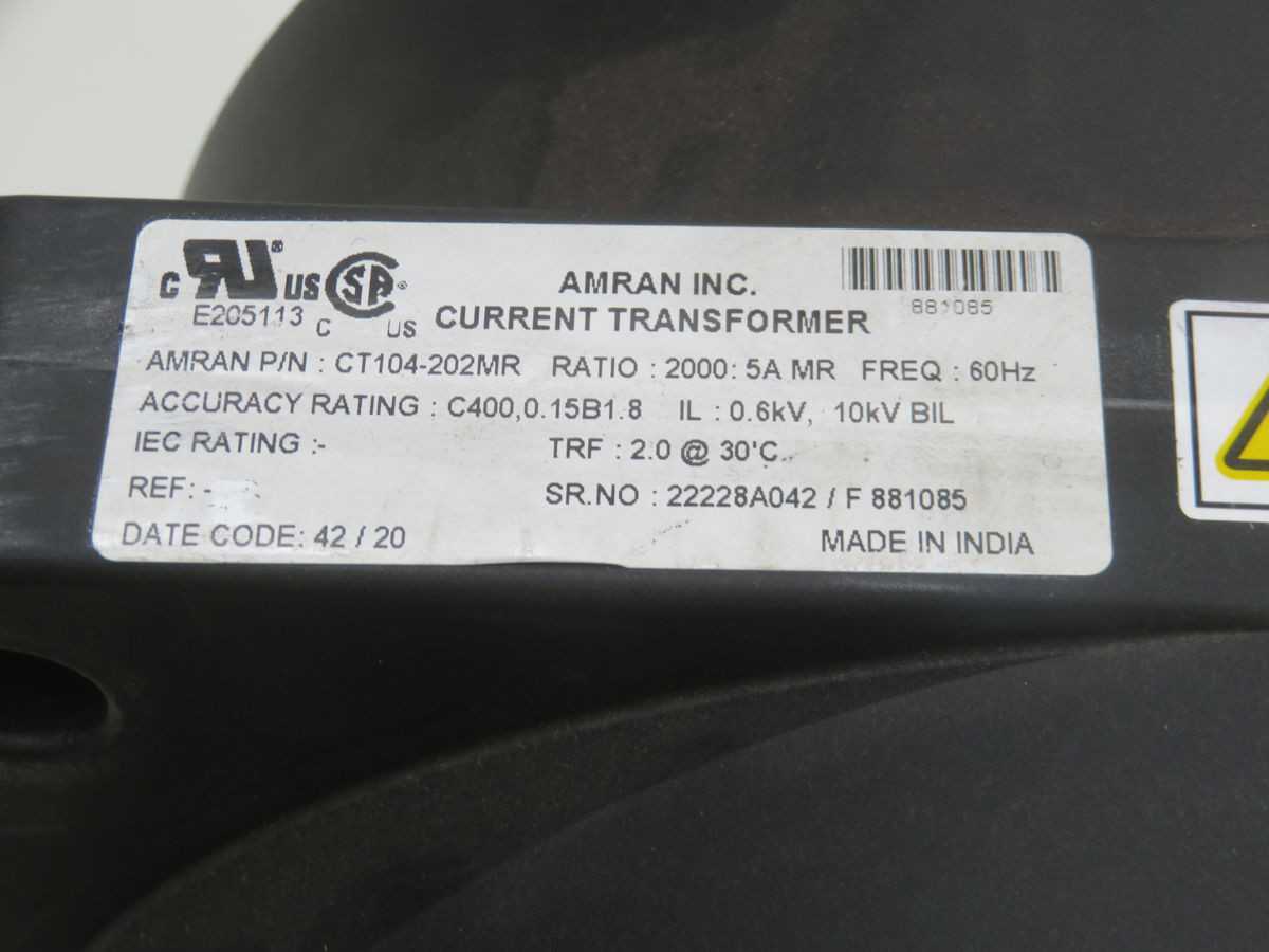 AMRAN CT104-202MR CURRENT TRANSFORMER T243784 - POWER TRANSFORMERS