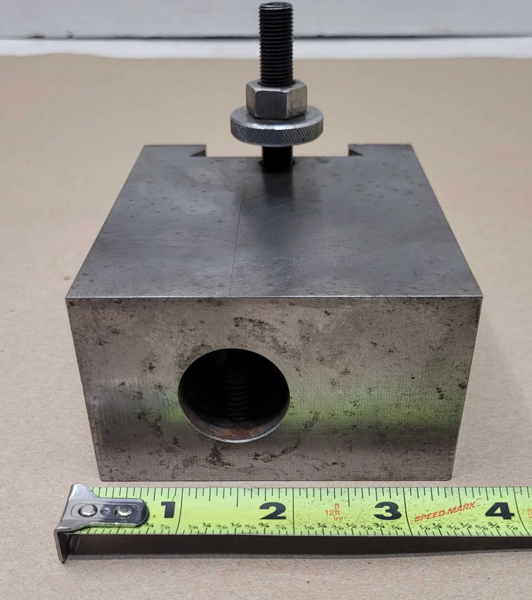 LATHE TOOLING QUICK CHANGE TOOL POST HOLDER 1" BORE, 2.25" WEDGE, 4.5"L X 3.5"W X 2"H. - MACHINE TOOLING