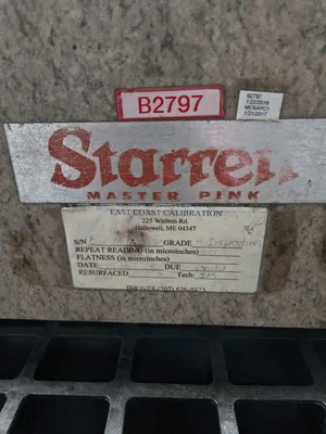 STARRETT MASTER PINK GRANITE SURFACE PLATE 24" X 36" X 8" GRADE A INSPECTION - MISCELLANEOUS