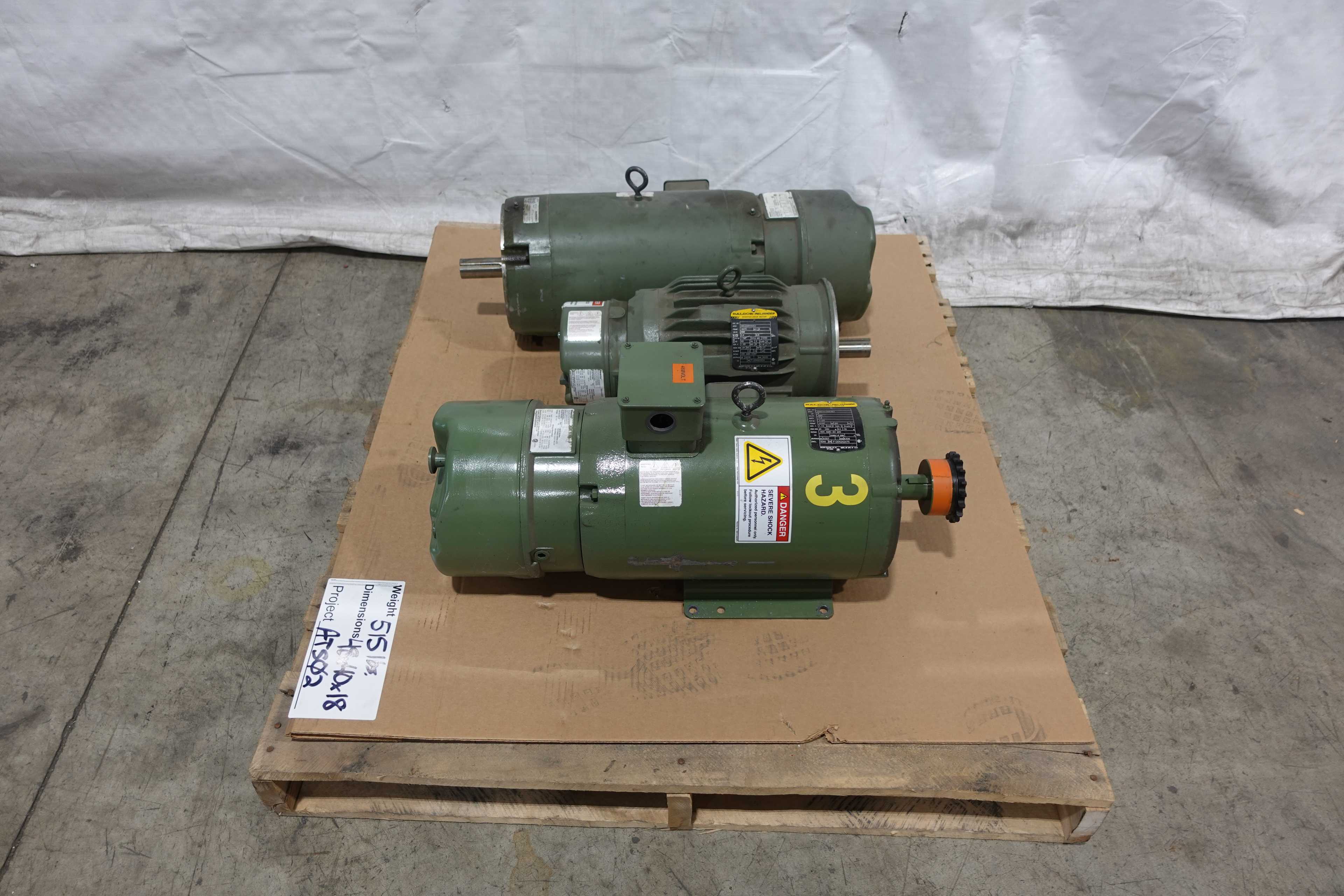 LOT OF 3 BALDOR RELIANCE INVERTER DRIVE MOTORS WITH STEARNS BRAKE