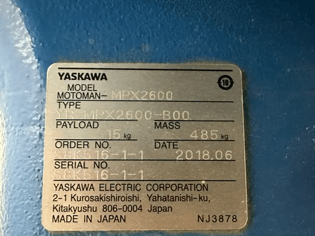 MOTOMAN YASKAWA MPX2600 ROBOT & CONTROLLER ASSEMBLY - ROBOT & CONTROLLER ASSEMBLY