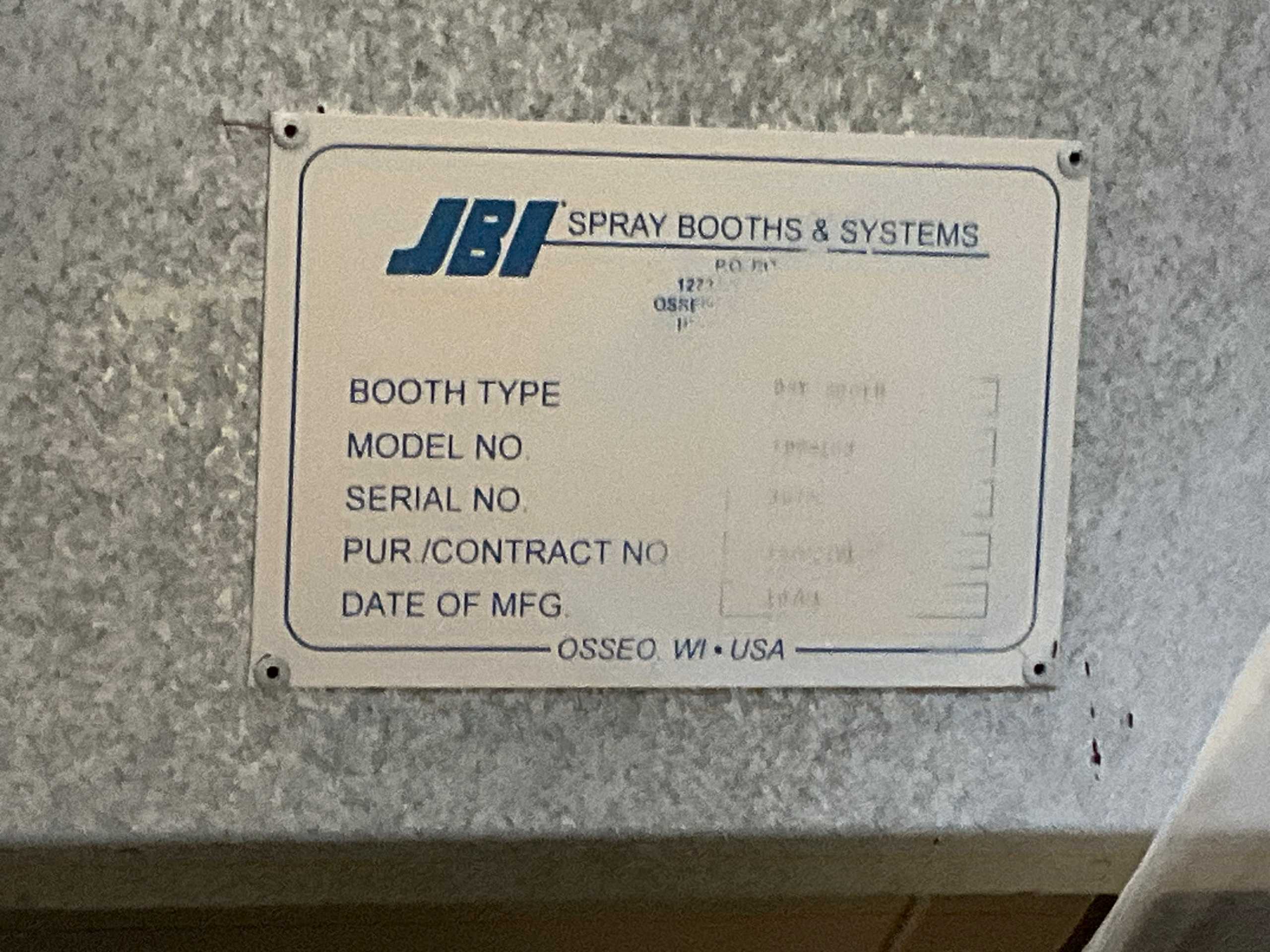 2001 JBI 1D8-168 DRY BOOTH - PLANT & FACILITY