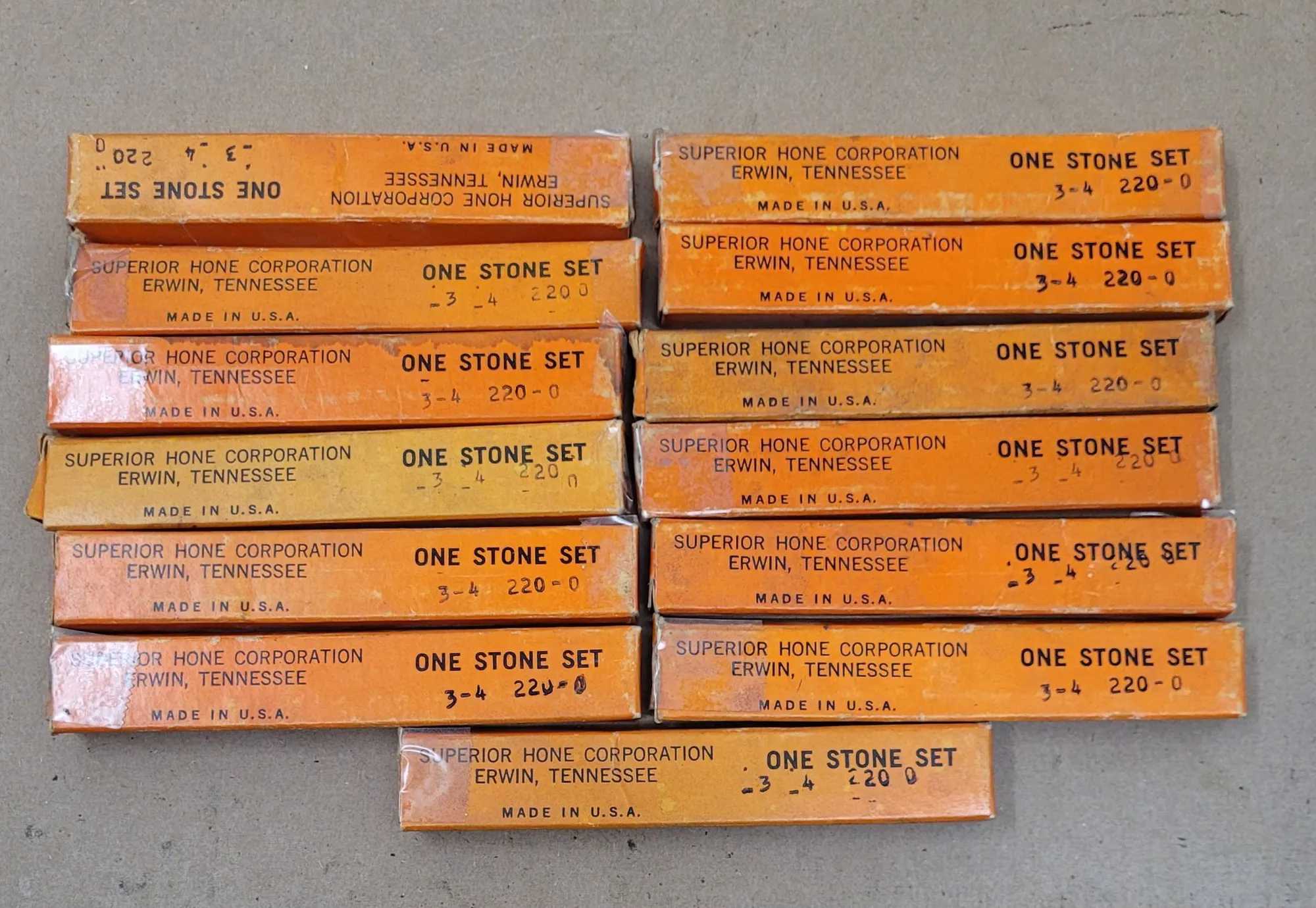 SUPERIOR HONE ONE STONE SET 3-4 SIZE 220 GRIT - SET OF 13 - MACHINE TOOLING