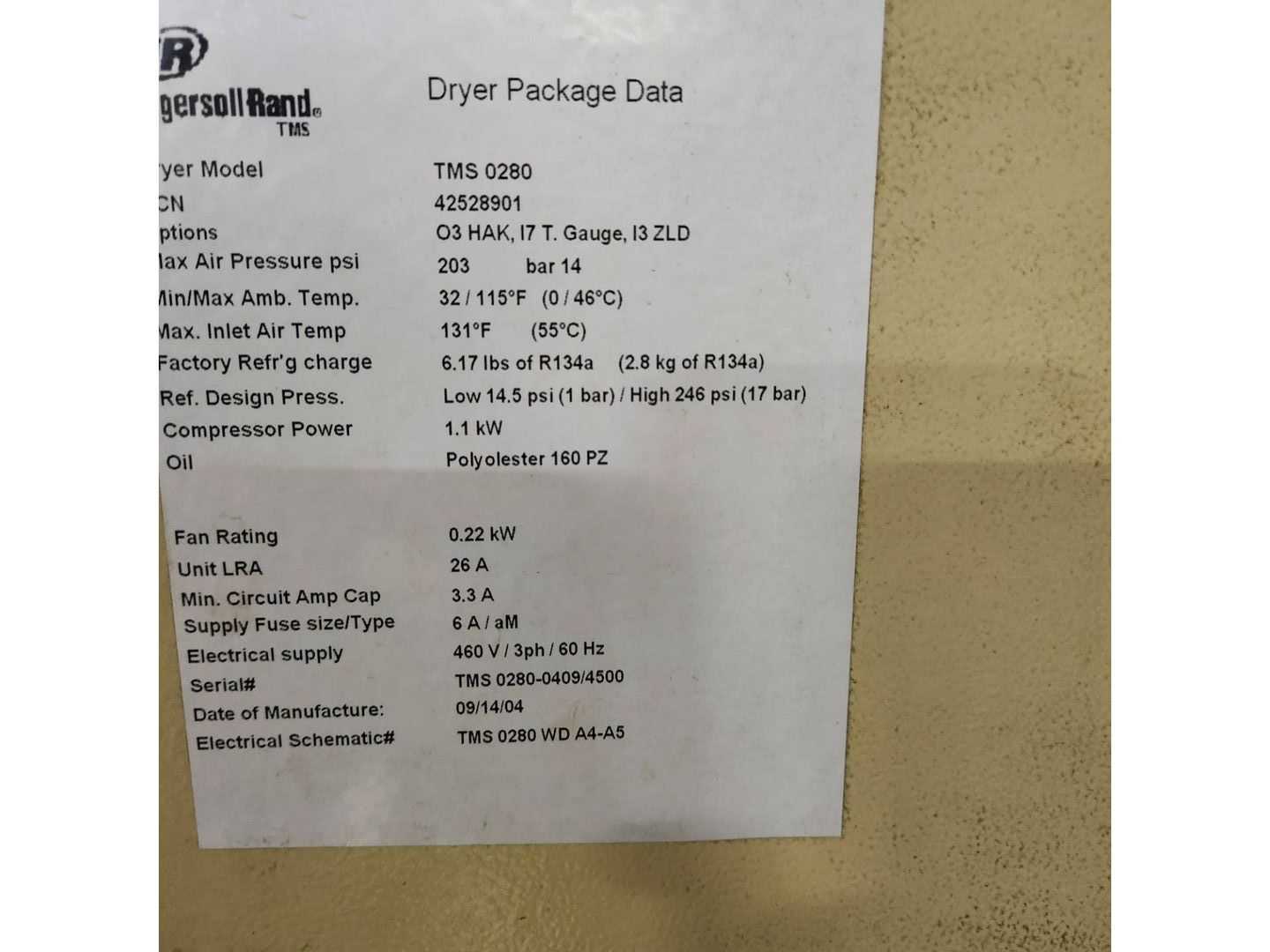 2004 INGERSOLL RAND IRN50H-CC COMPRESSOR - STATIONARY AIR COMPRESSOR