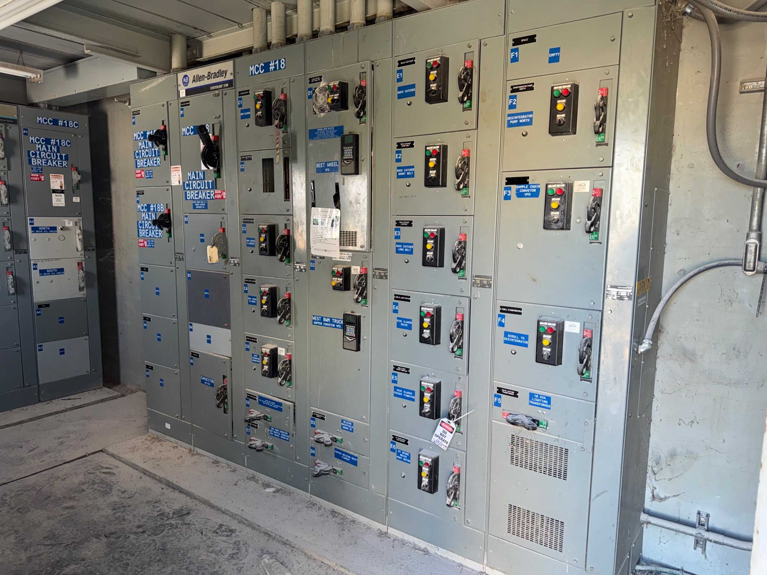 CONTENTS OF ELECTRICAL ROOM - MOTOR CONTROL CENTERS