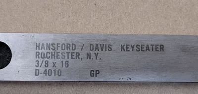 HANSFORD DAVIS D-4010 KEYSEATER BROACH 3/8" X 16" - MACHINE TOOLING