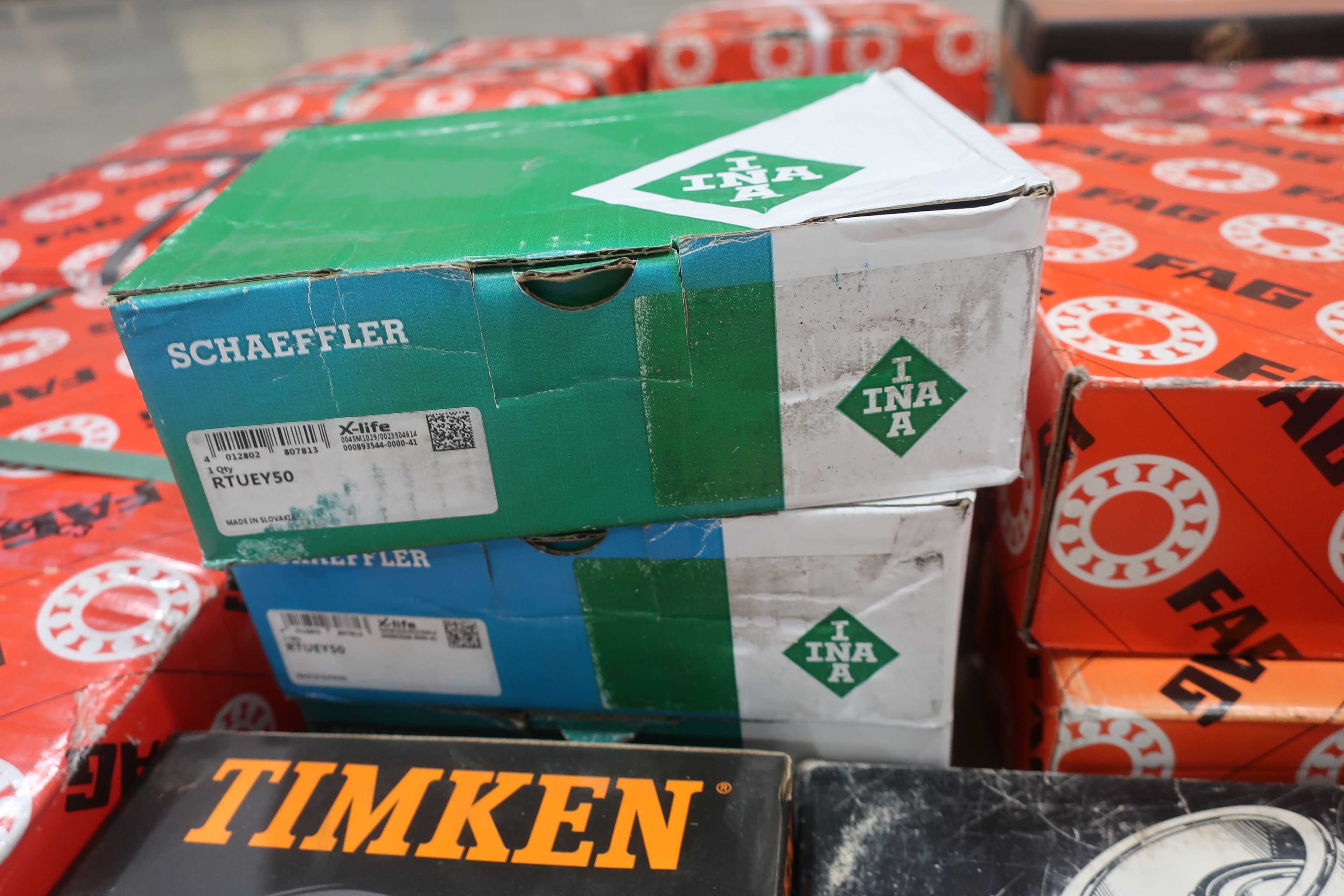 SKU 1738323 - PALLET OF ASSORTED ROLLER BEARINGS, INA, TIMKEN, FAG, SKF - BEARINGS