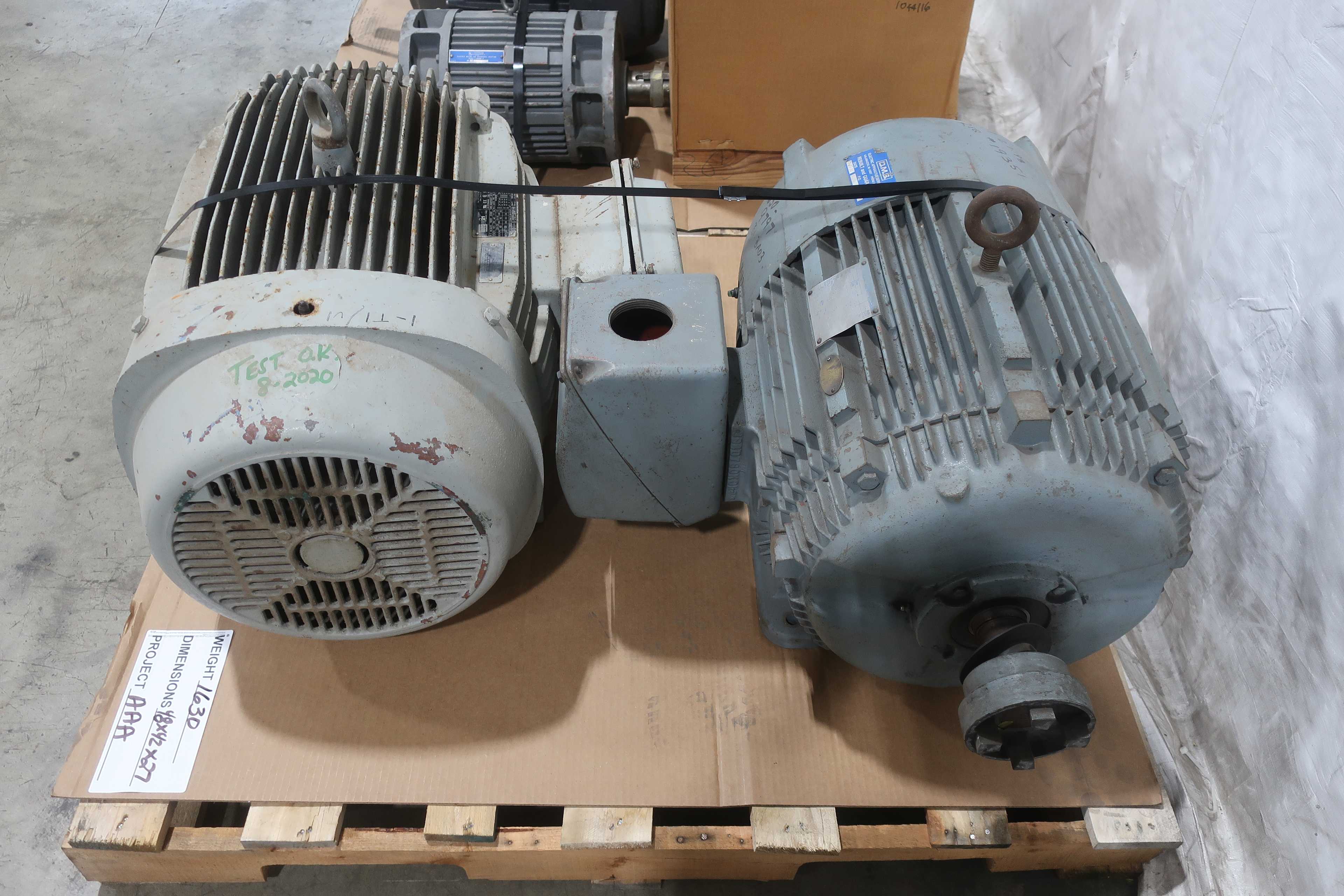 2 PALLETS OF ASSORTED MOTORS, 20 - 60 HP - AC MOTOR