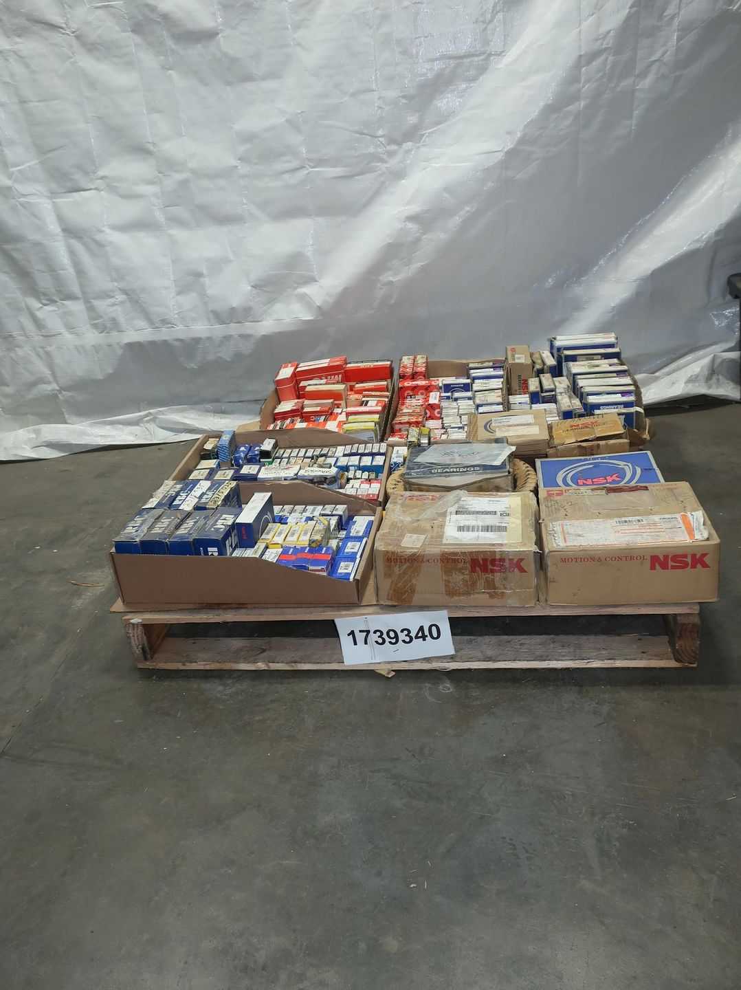 SKU 1739340 - PALLET OF ASSORTED BEARINGS, NSK, FAG, IKO, MRC, NACHI, RBC, SNR, NICE - BEARINGS