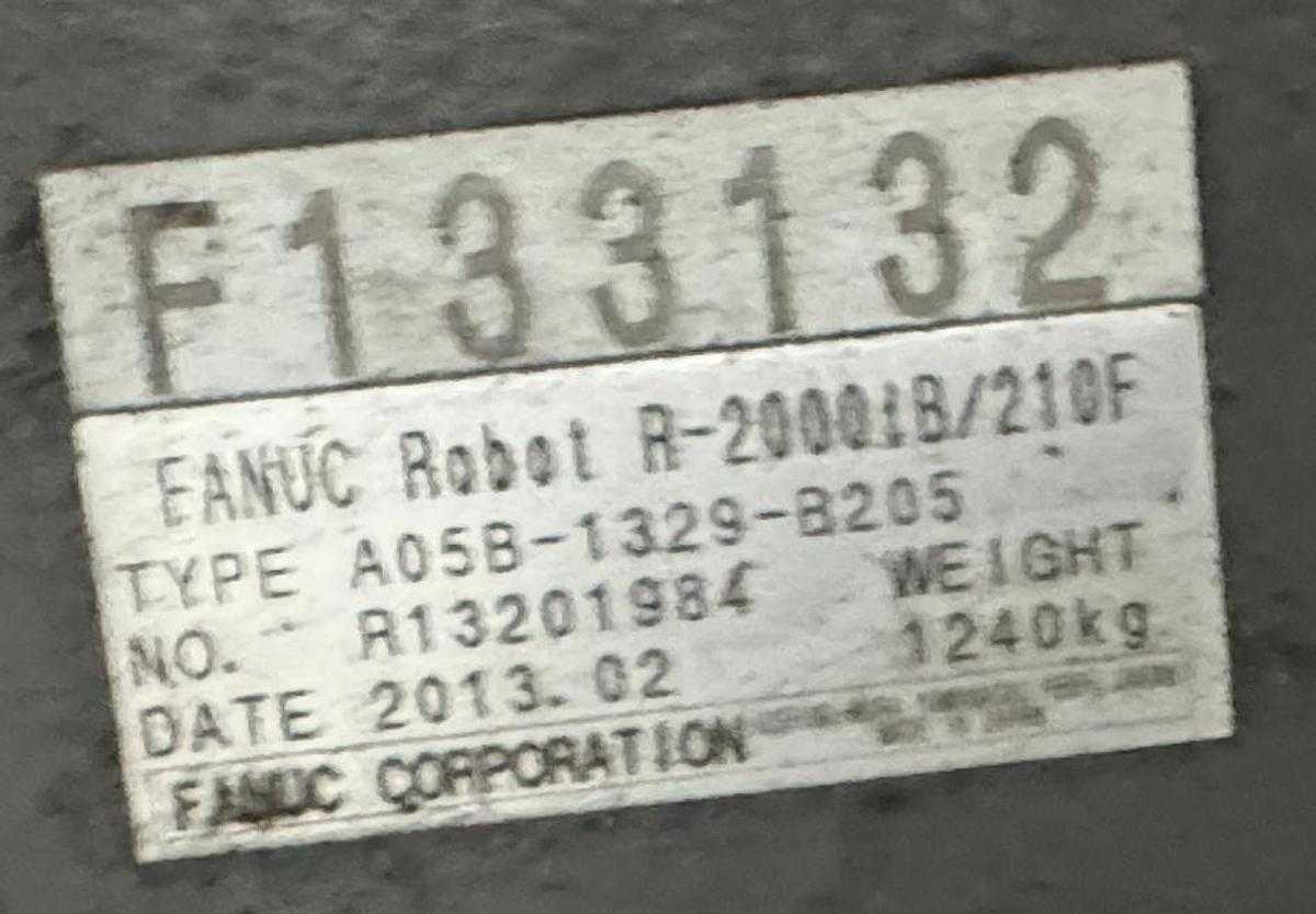 2013 FANUC R-2000IB/210F ARTICULATED ROBOT, 210KG PAYLOAD, 2655MM REACH, R-30IA CONTROL - ARTICULATED ROBOTS