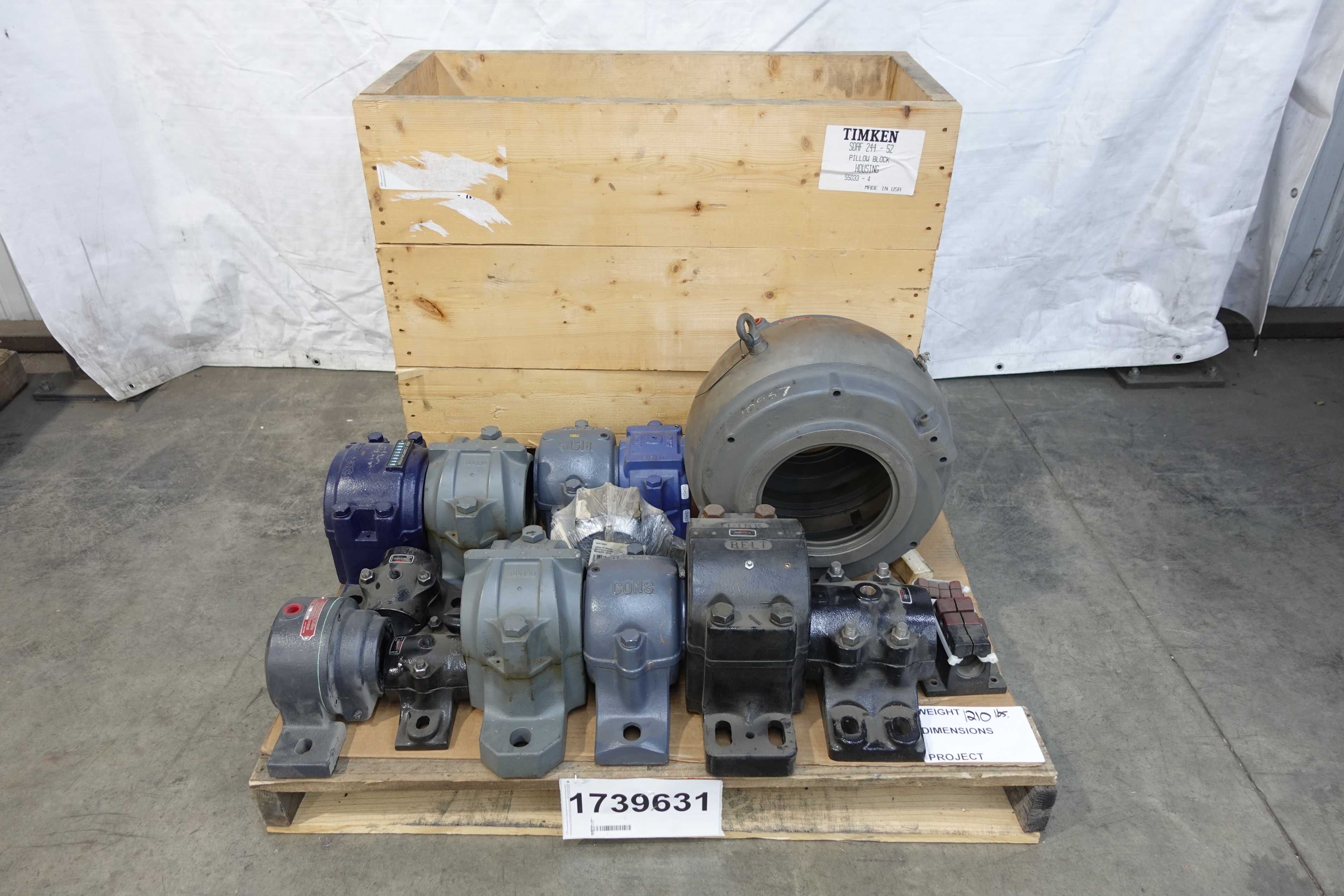 SKU 1739631 - PALLET OF ASSORTED PILLOW BLOCK HOUSINGS, LINKBELT, COOPER, TIMKEN, SKF, FAG, NSK