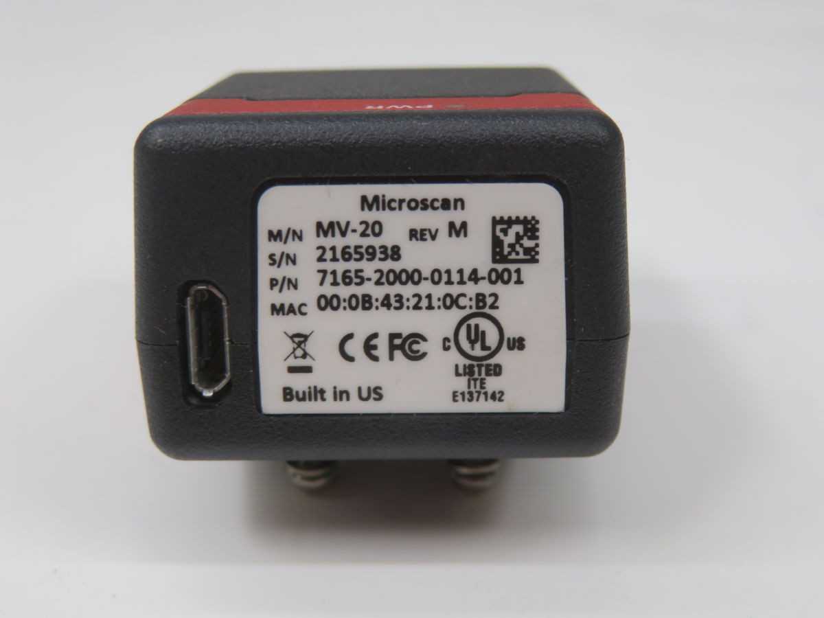 MICROSCAN 7165-2000-0114-001 MV-20, CAM CONTROLS, WVGA RESOLUTION, 624 MHZ CPU - SENSORS