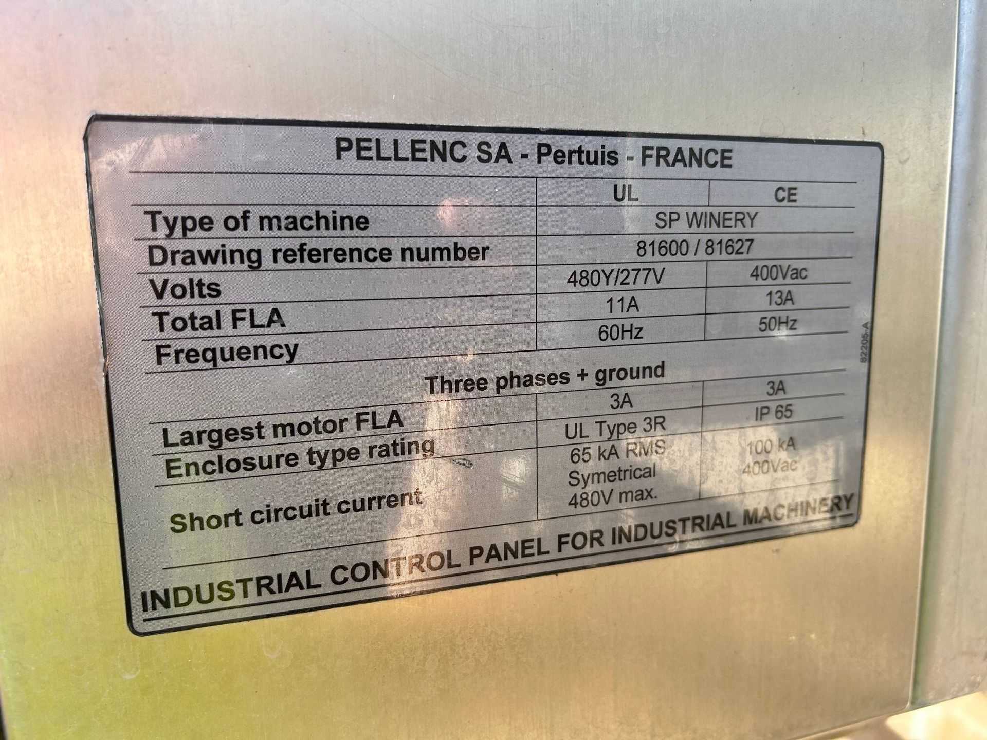 2010 PELLENC SP WINERY GRAPE DESTEMMER AND SORTER - FOOD PRODUCTION MACHINERY