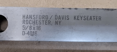 HANSFORD DAVIS D-4016 – 5/8" X 16 KEYSEATER BROACH - MACHINE TOOLING