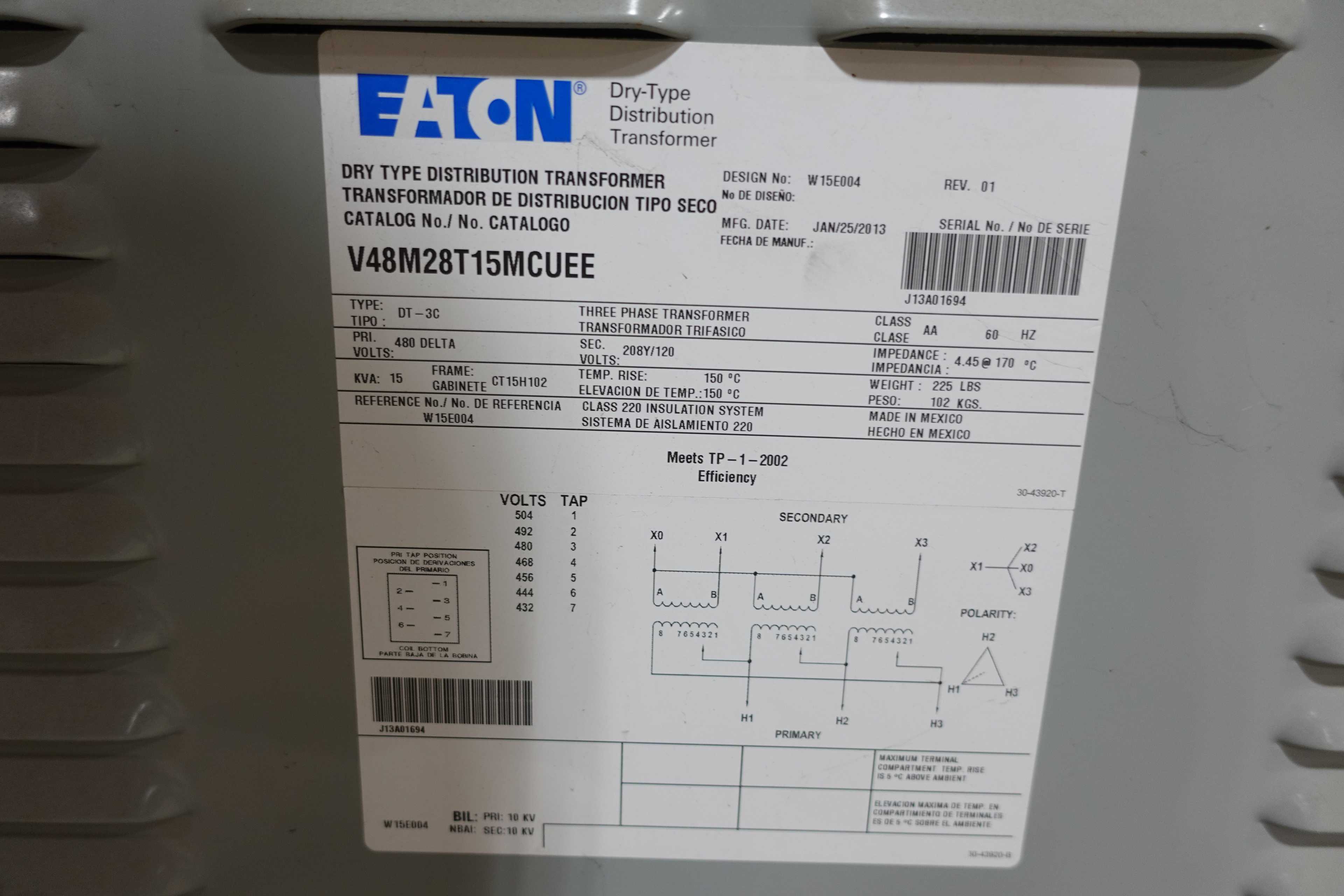 LOT OF 2 EATON POW-R-LINE SWITCHBOARDS, 208Y/120V, 3 PH, 4 W - POWER DISTRIBUTION SWITCHGEAR