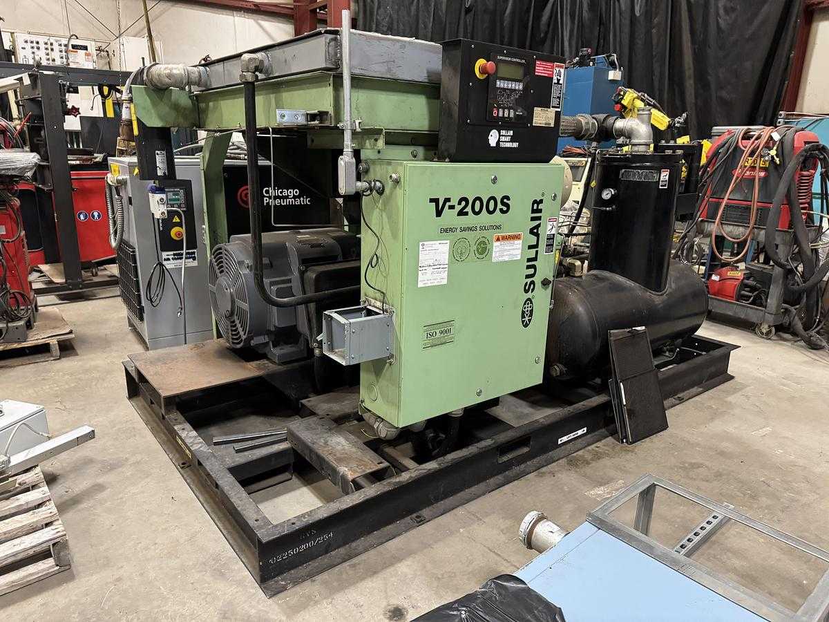 2013 SULLAIR V200S ROTARY SCREW AIR COMPRESSOR, 200 HP, 888 CFM, 125 PSI, 460V, 3-PHASE - AIR COMPRESSORS