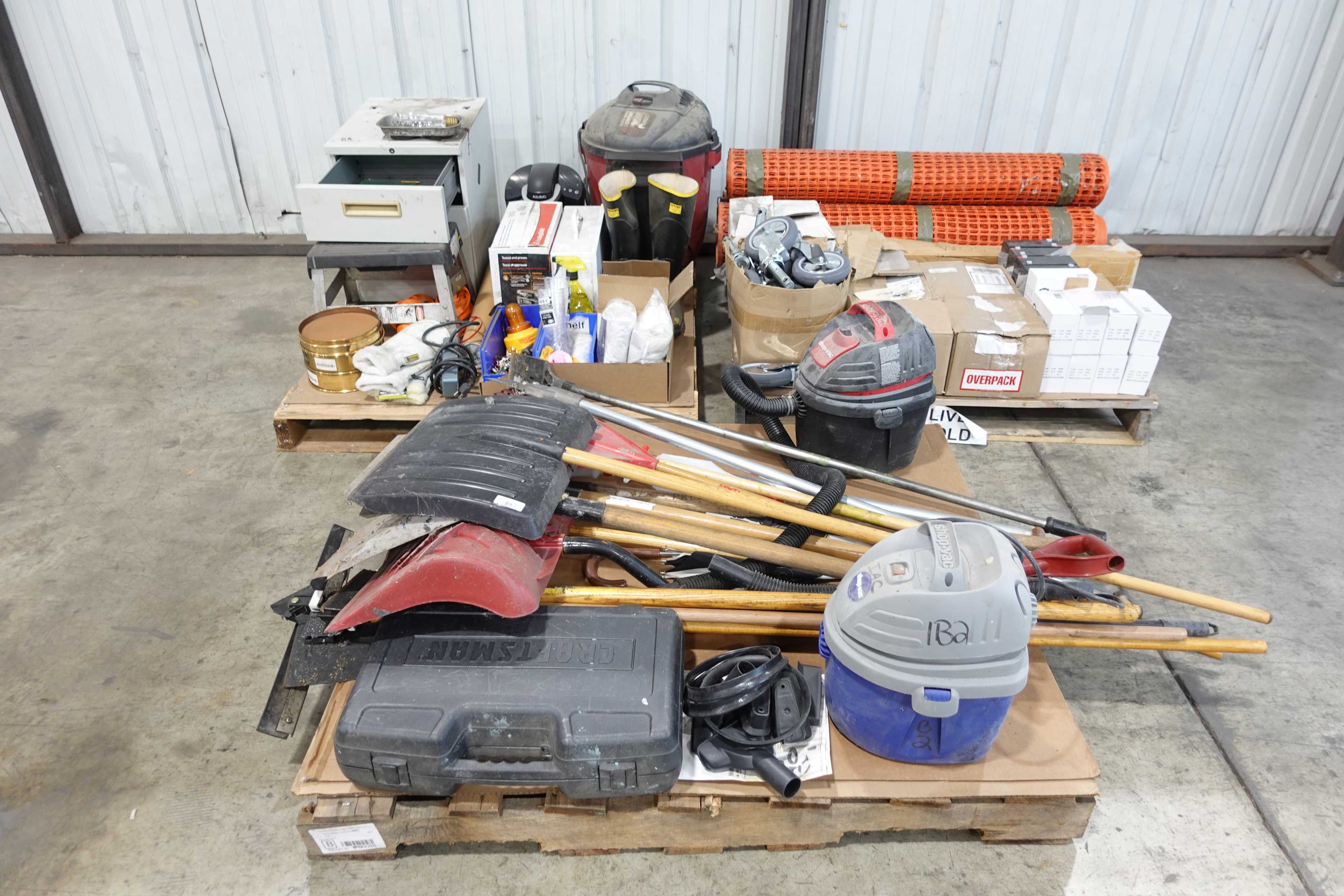 3 PALLETS OF ASSORTED SHOP SUPPLIES - TOOLS
