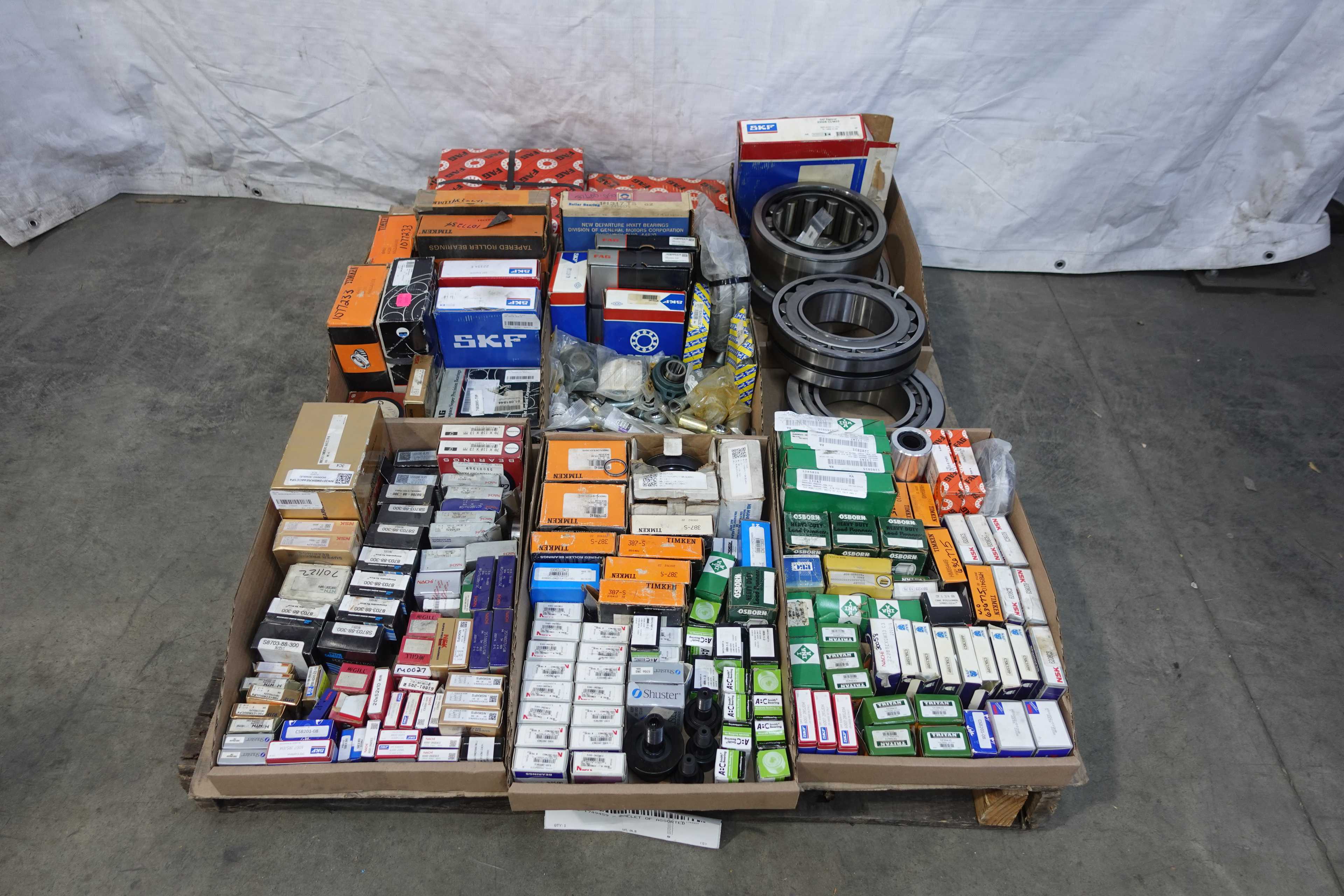 SKU 1749459 - PALLET OF ASSORTED BEARINGS, ROLLER, ROD-END, MOUNTED, INSERT, CAMFOLLOWERS - BEARINGS