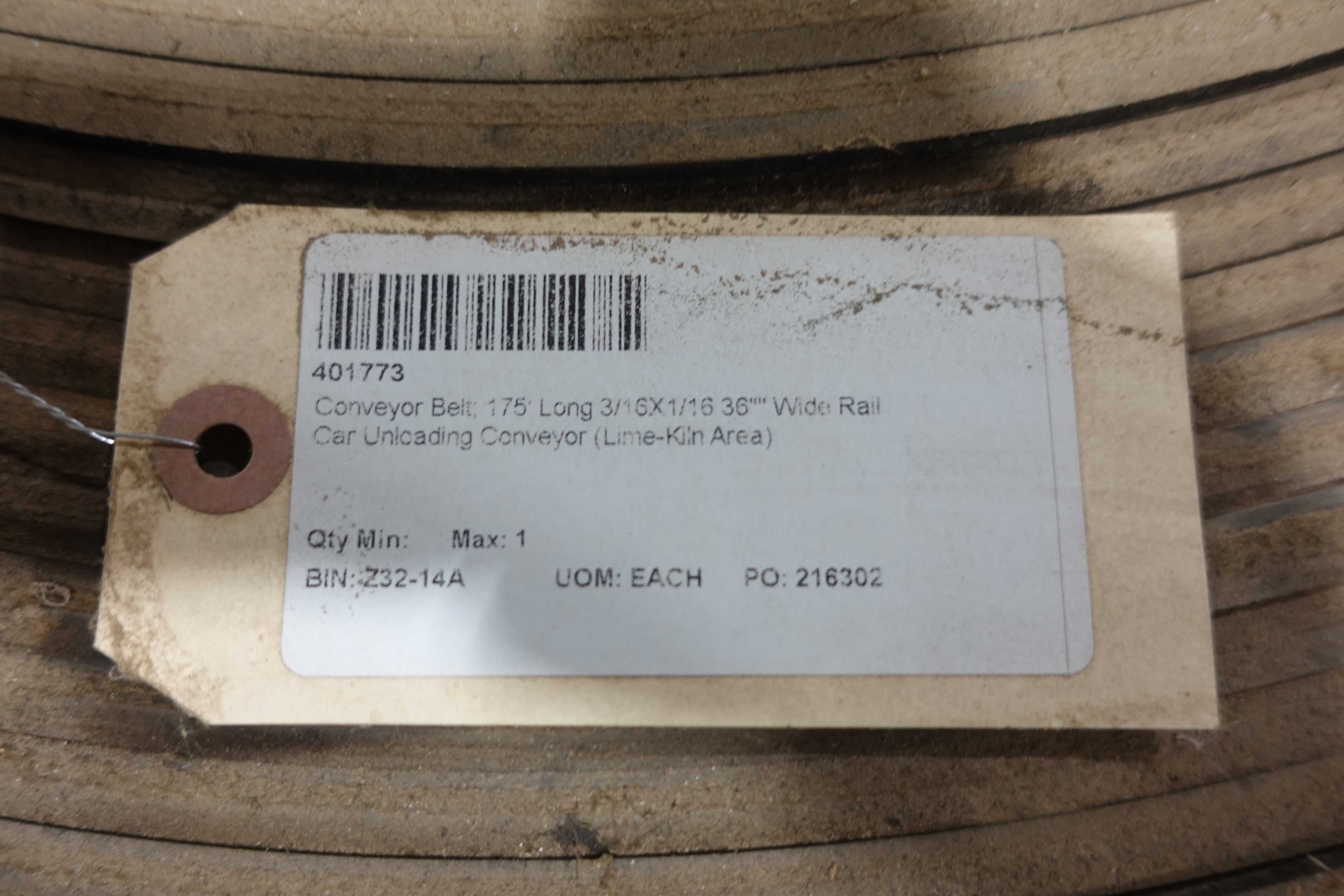 SKU 1740527 - RUBBER CONVEYOR BELT, 3/16X1/16, 36 IN WIDE, 175 FT LONG - CONVEYOR PARTS