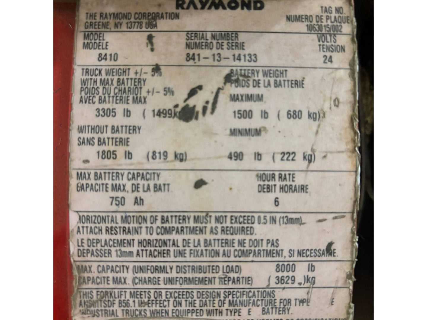 RAYMOND 8400 ELECTRIC PALLET JACK - ELECTRIC PALLET JACKS