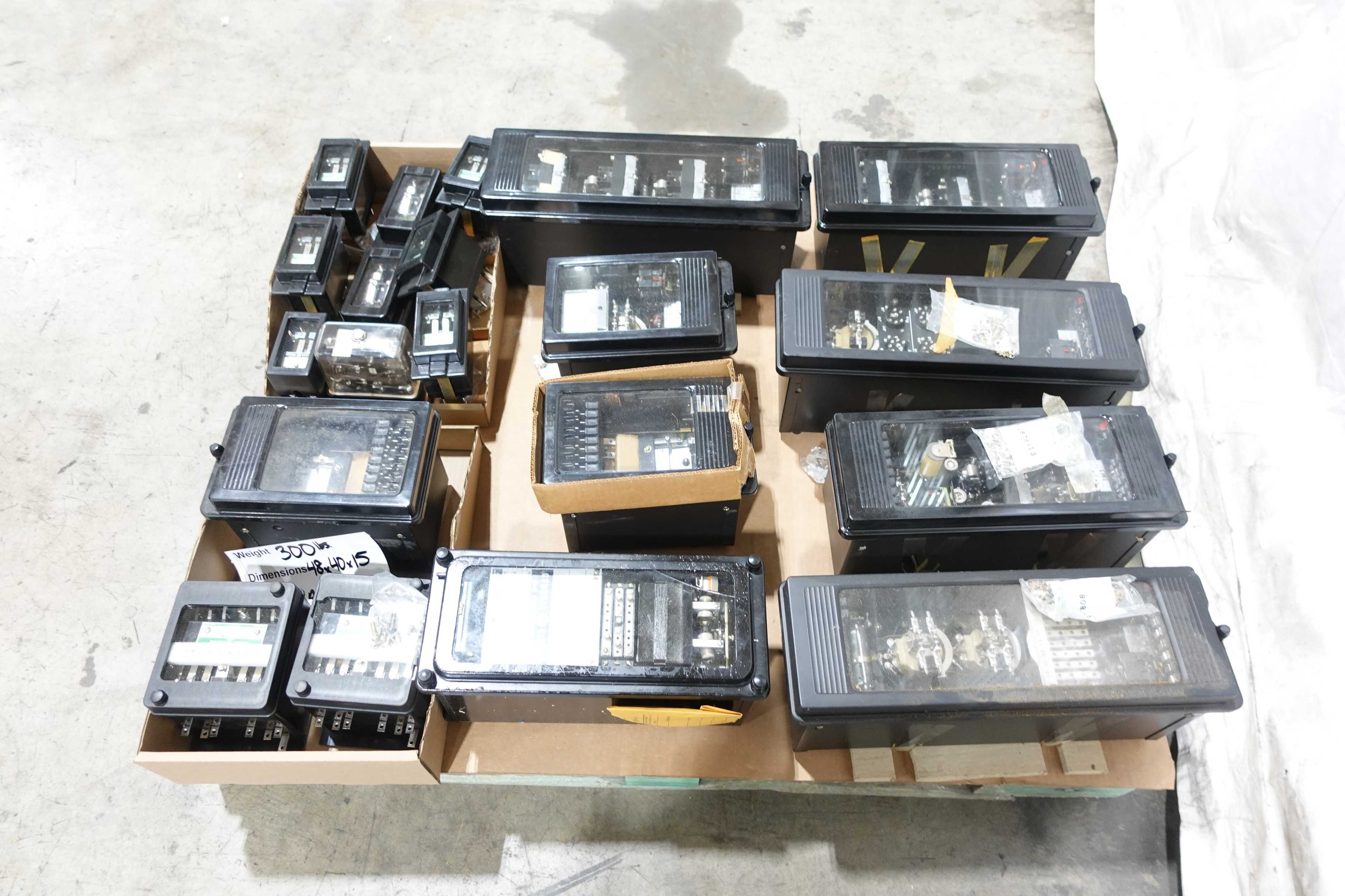 PALLET OF ASSORTED WESTINGHOUSE AND GE RELAYS - ELECTRICAL RELAYS