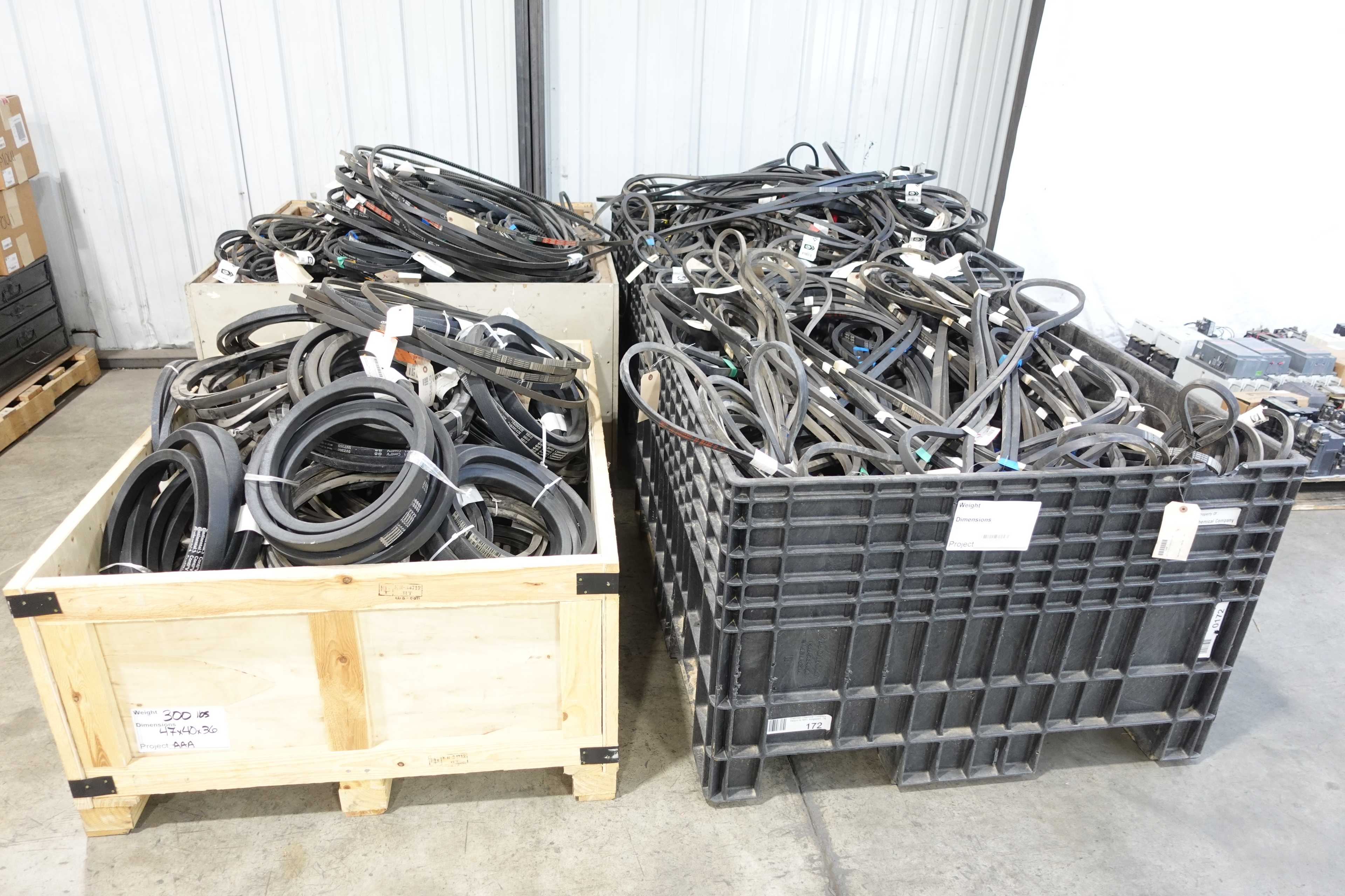SKU 1733347 - 4 CRATES OF ASSORTED V-BELTS, CONTINENTAL AND GATES - BELTS
