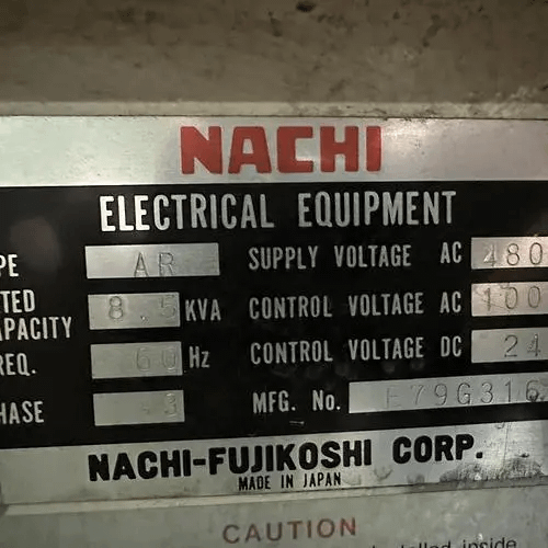 1997 NACHI SA130F-01 ROBOT SYSTEM, 130KG PAYLOAD, 2500MM REACH, ±0.2MM REPEATABILITY - ARTICULATED ROBOTS