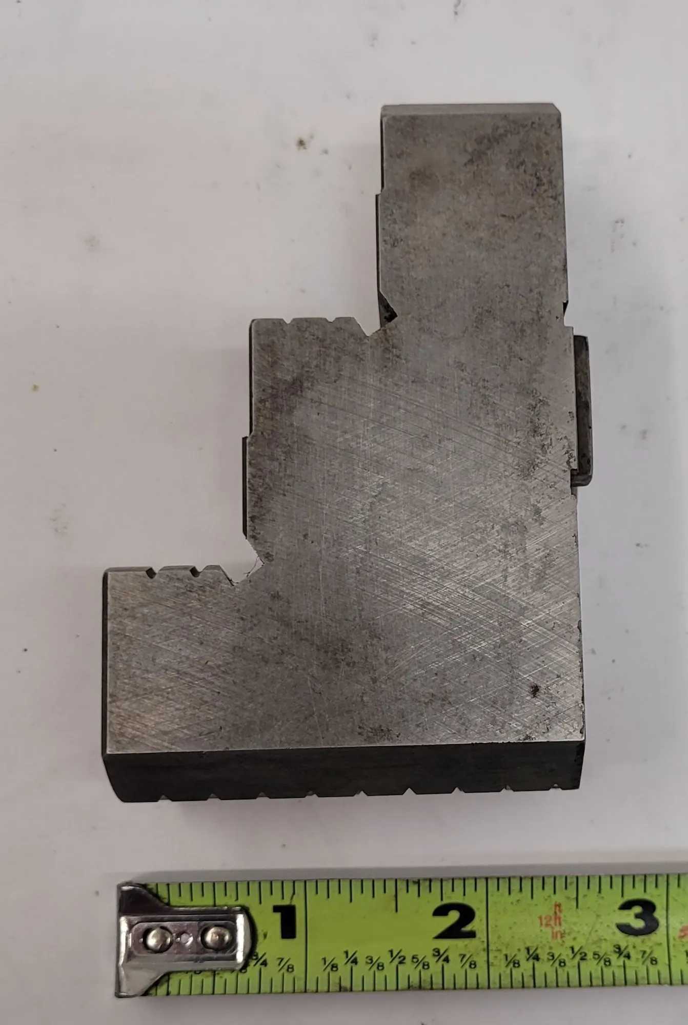 3-PIECE LATHE CHUCK JAW SET, 3-3/8" HEIGHT, 2-1/2" DEPTH, STAMPED 1-3 - MACHINE TOOLING