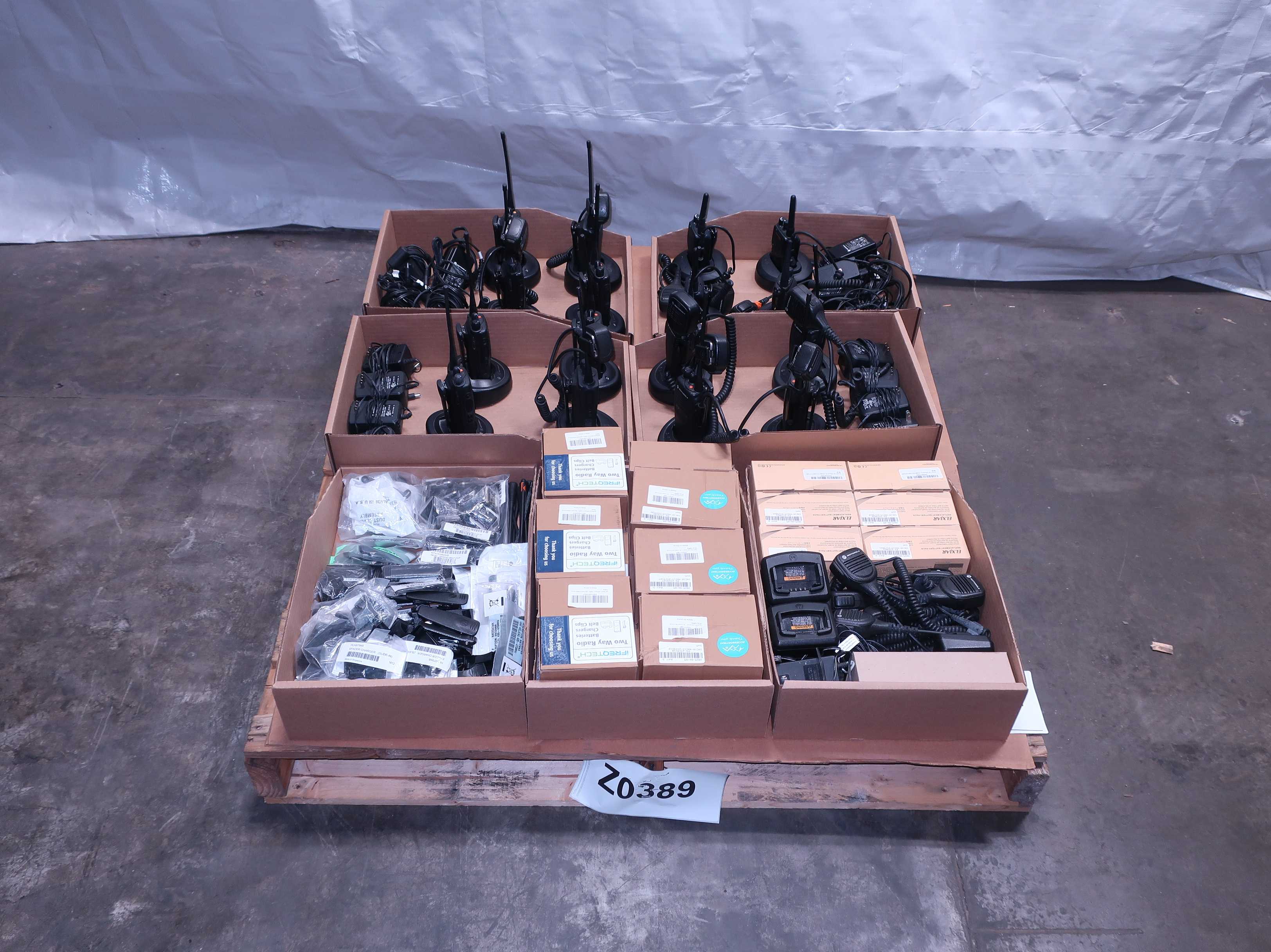 PALLET OF ASSORTED WALKIE TALKIES AND ACCESSORIES - TELECOMMUNICATION