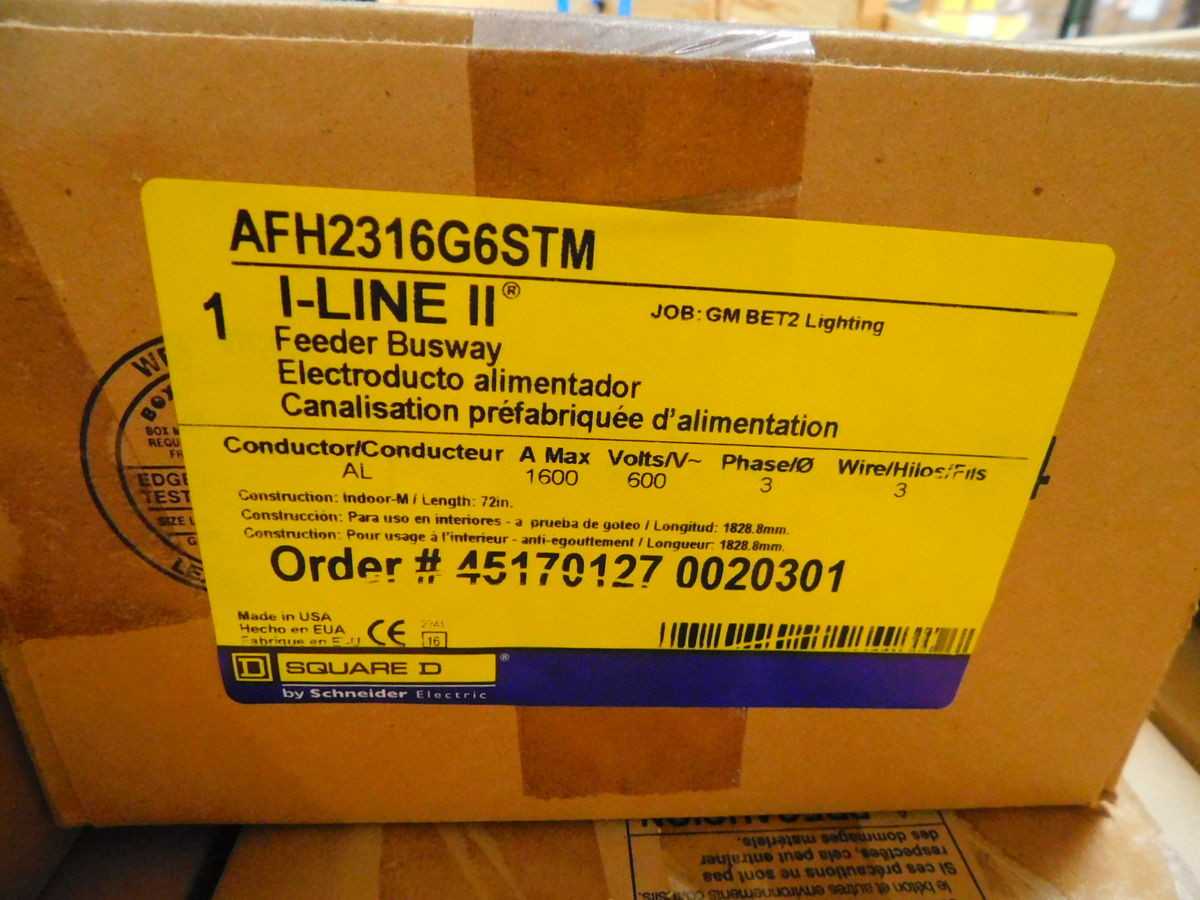 LOT OF 9 SQUARE D AFH2316G6STM I-LINE II FEEDER ALUMINUM BUSWAY 600V, 1600A, 3P3W,6FT. - BUSWAY