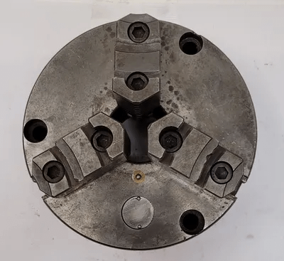 YAMAKAWA 6-1/2" 3 JAW LATHE CHUCK, 2" CENTER HOLE, FLAT BACK, MADE IN JAPAN - MACHINE TOOLING