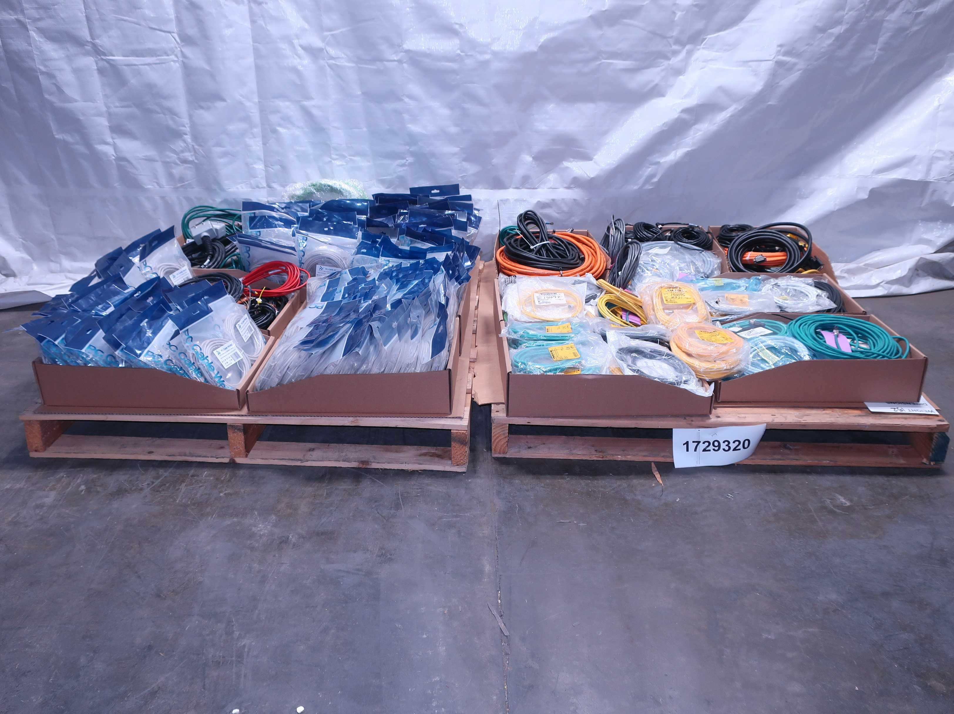 SKU 1729320 - 2 PALLETS OF ASSORTED CORDSETS, PC CABLE WORLD, TURCK, ALLEN BRADLEY, BANNER