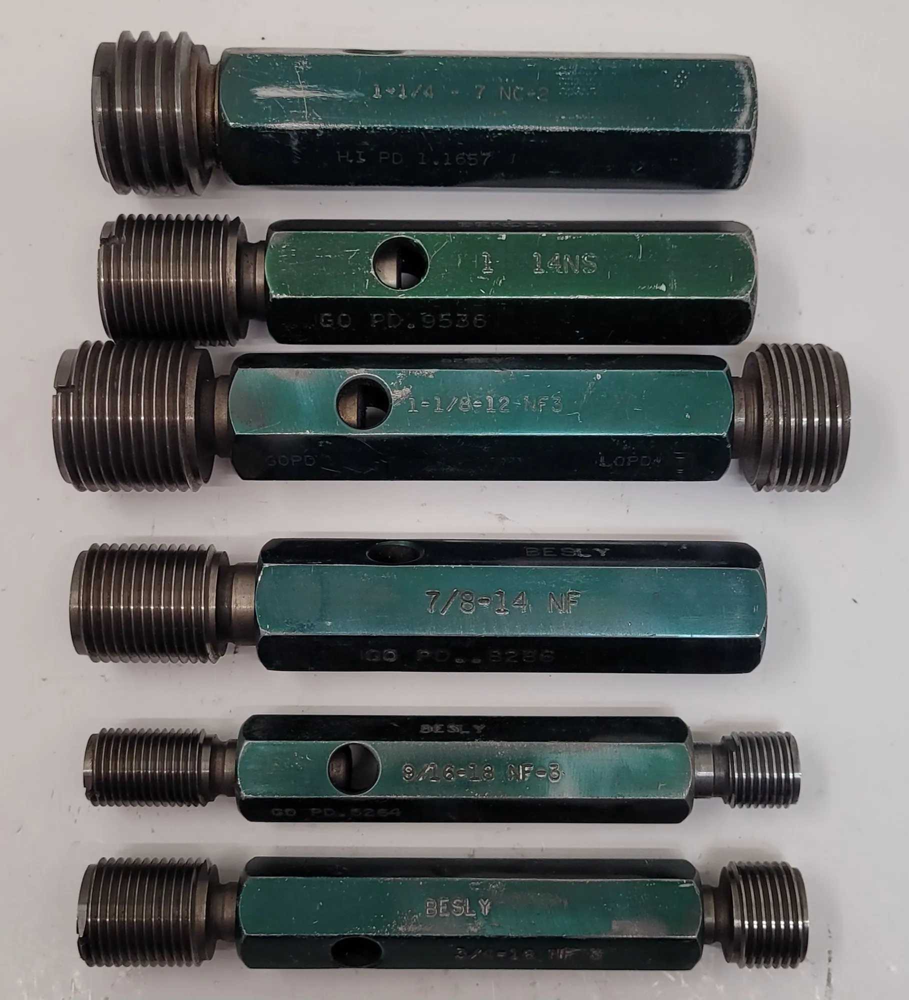 BESLY GO/NO GO PLUG GAUGE SET OF 8 - VARIOUS SIZES - MACHINE TOOLING