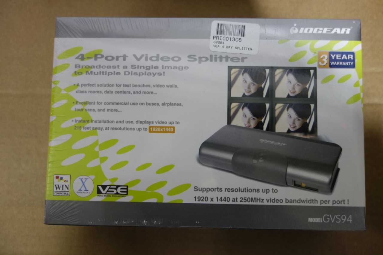 SKU 1075560 - LOT OF 6 IOGEAR 4-PORT VIDEO SPLITTERS - MISCELLANEOUS