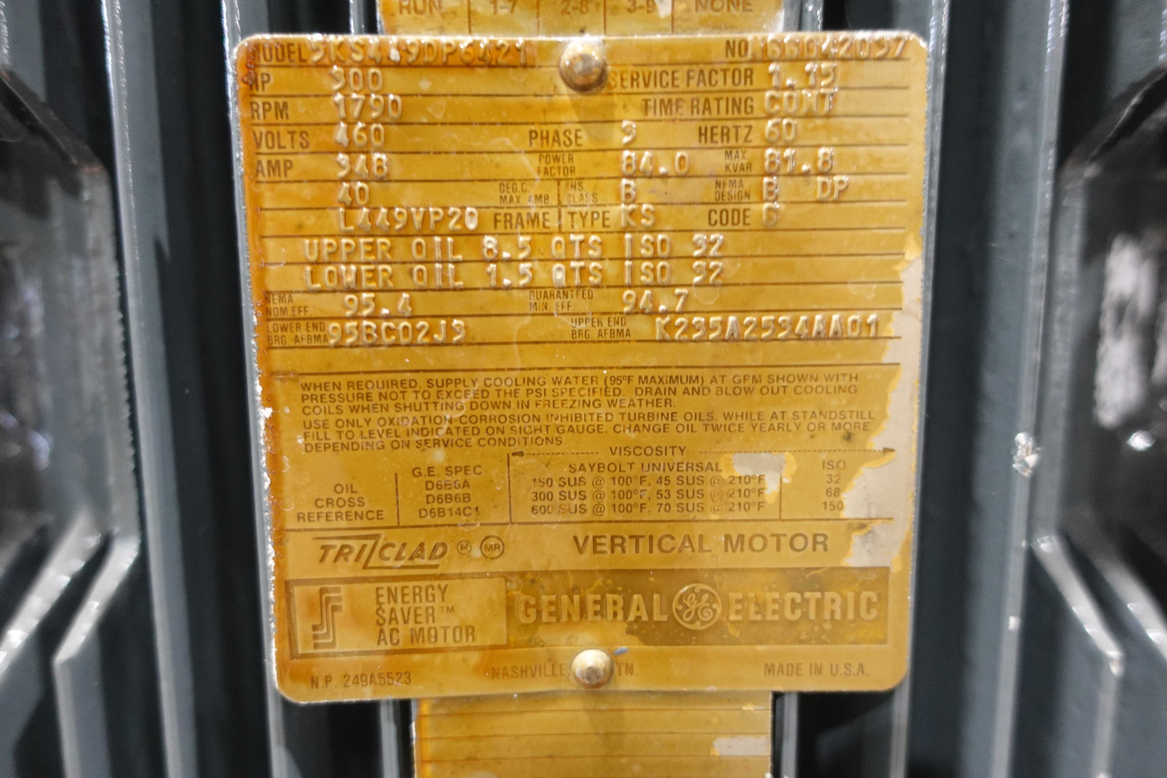 GE 5KS449DP6421 TRI-CLAD VERTICAL MOTOR - AC MOTOR
