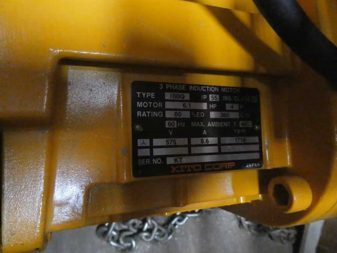 SKU 1761396 - KITO IBBQ IBQ-T 7.5TON 3PH 6.1HP 575V-AC ELECTRIC HOIST - ELECTRIC HOISTS