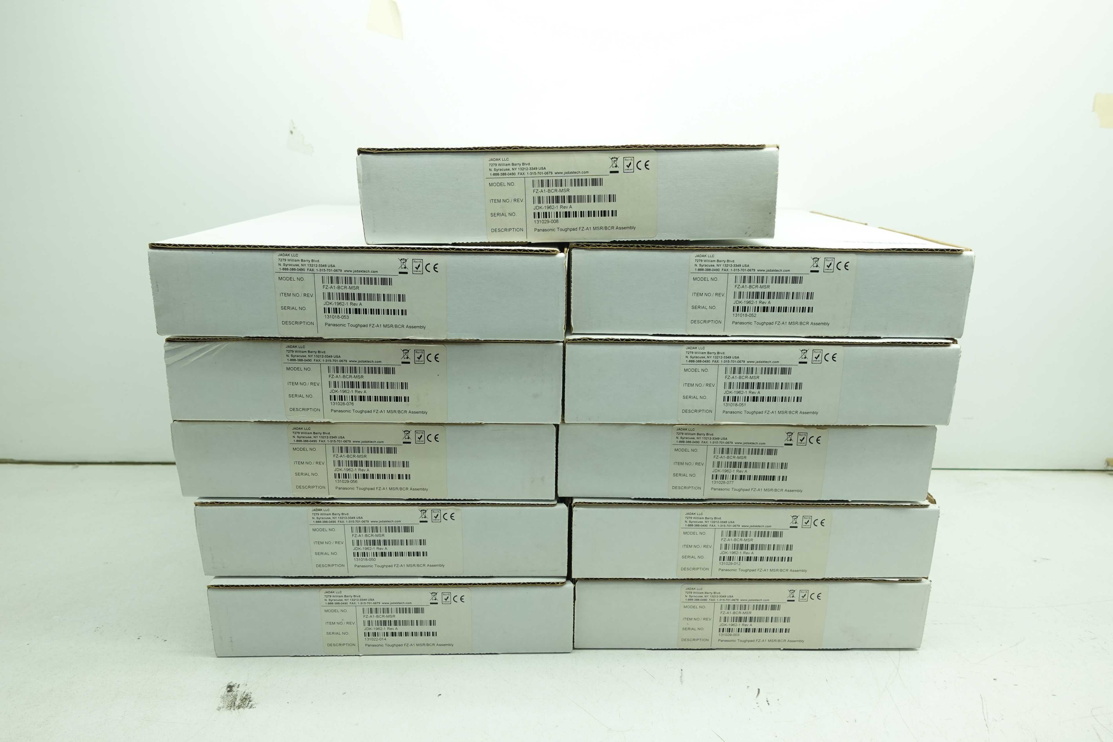 LOT OF 11 JADAK TOUGHPAD FZ-A1 TABLET BARCODE AND MSR ATTACHMENTS, NEW IN BOX - TELECOMMUNICATION