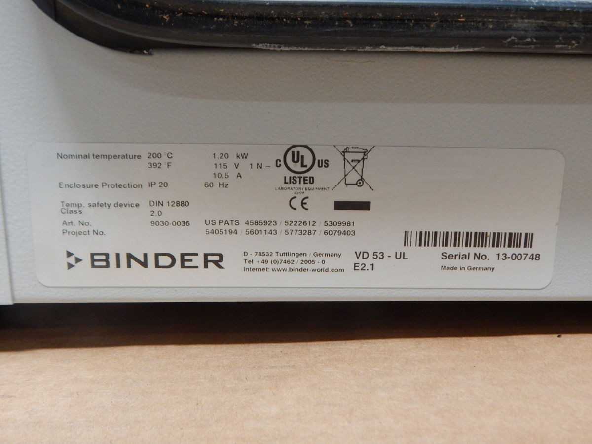 BINDER KBF 115 ICH ENVIRONMENTAL CHAMBER, 102 L VOL, 0-70°C TEMP, 10-80% RH, ICH VIS&UV-A ILLUM - PROCESS EQUIPMENT