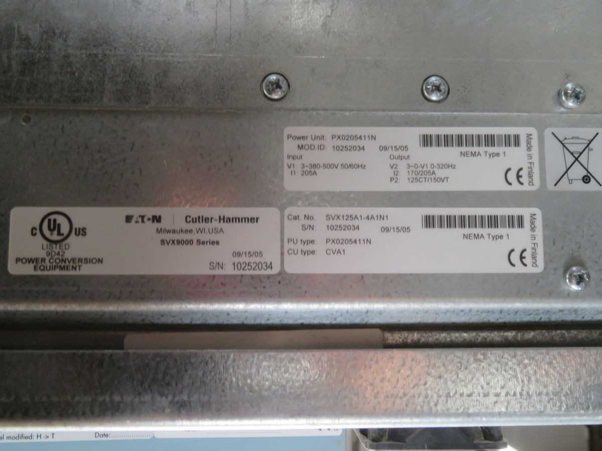 EATON SVX125A1-4A1N1, 125 HP POWER, 380-500V INPUT, 178A OUTPUT, NEMA 1 ENCLOSURE - AC VFD DRIVES