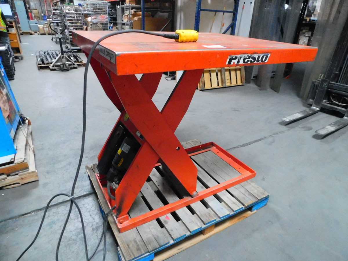PRESTO XL36-30 TABLE LIFT, 1361 KG CAP, 1219X1016 MM PLATFORM, 1118 MM MAX LIFT, 1 HP - SCISSOR LIFTS