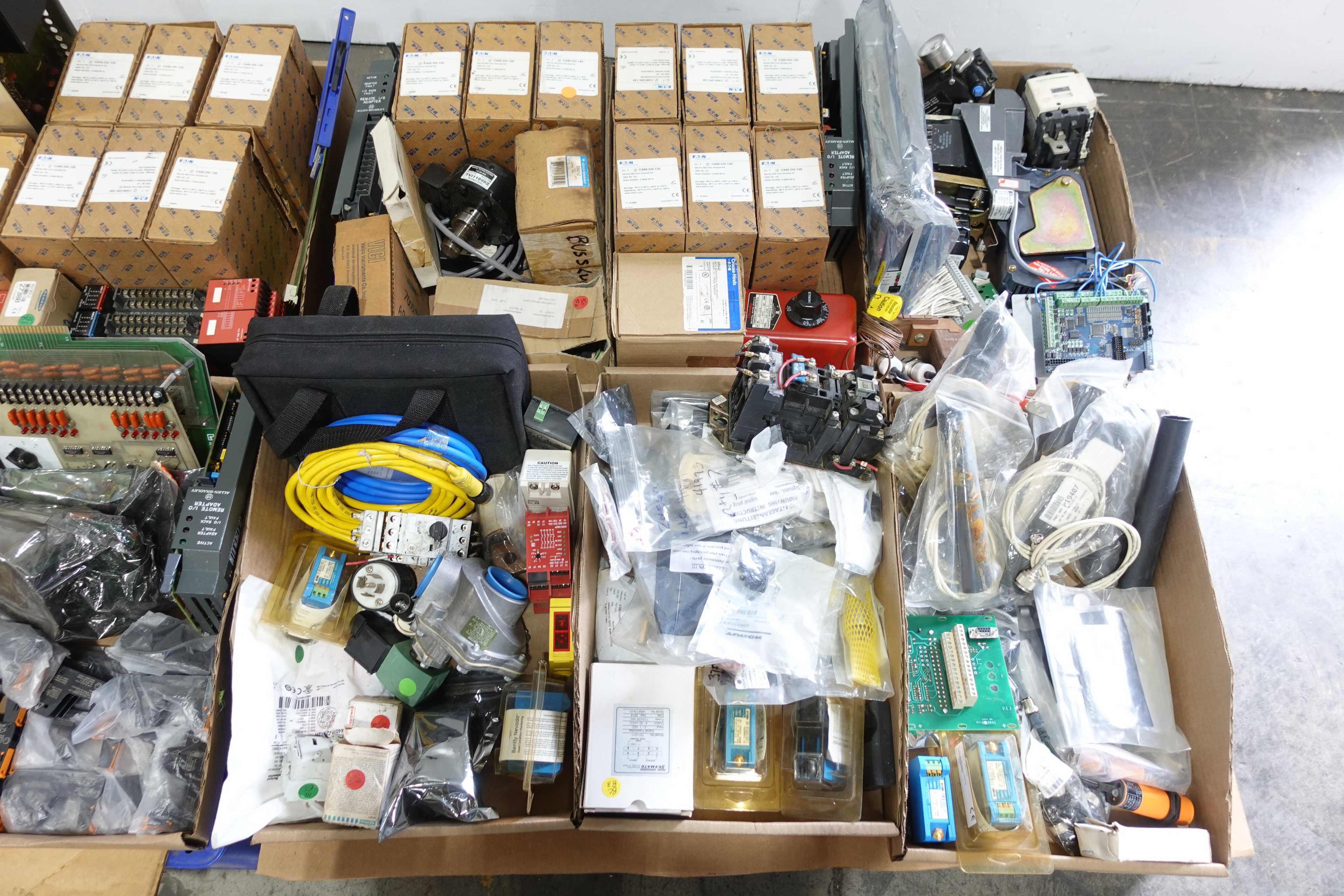 2 PALLETS OF ASSORTED ELECTRICAL CONTROLS - ELECTRICAL COMPONENTS