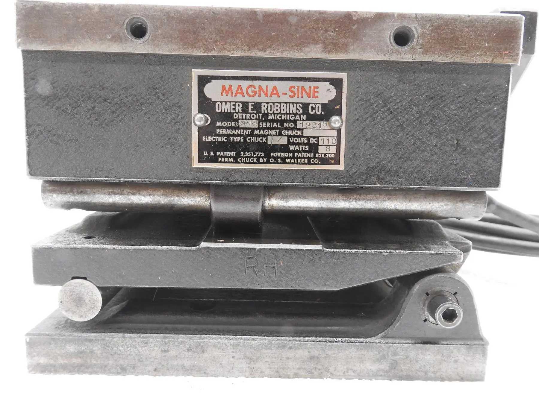 ROBBINS MAGNA SINE MODEL A-5 MAGNETIC CHUCK 7" X 6.5" X 5" - MACHINE TOOLING