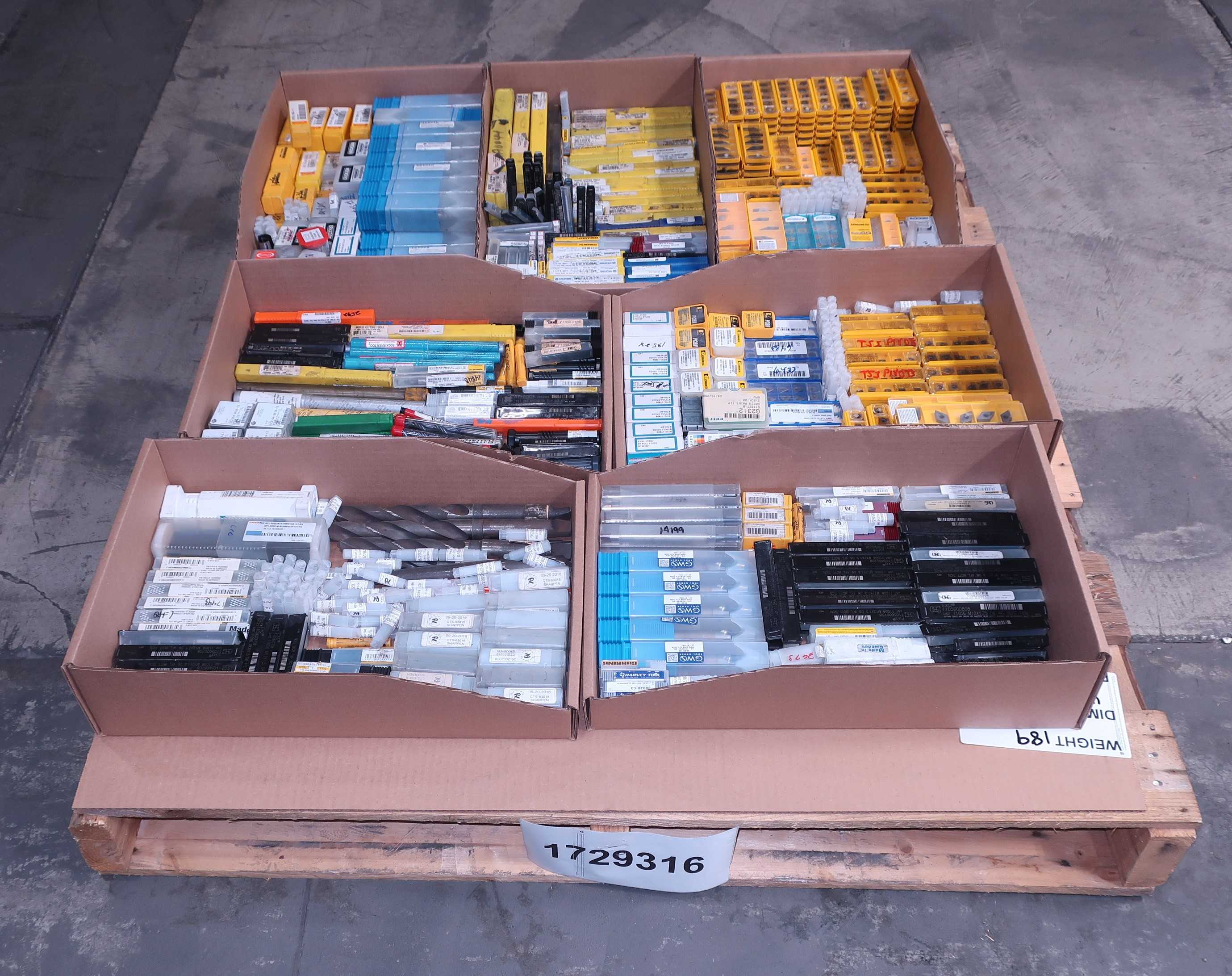 SKU 1729316 - PALLET OF ASSORTED TOOLS, CARBIDE INSERTS, DRILL BITS - TOOLING FOR DRILLING MACHINES