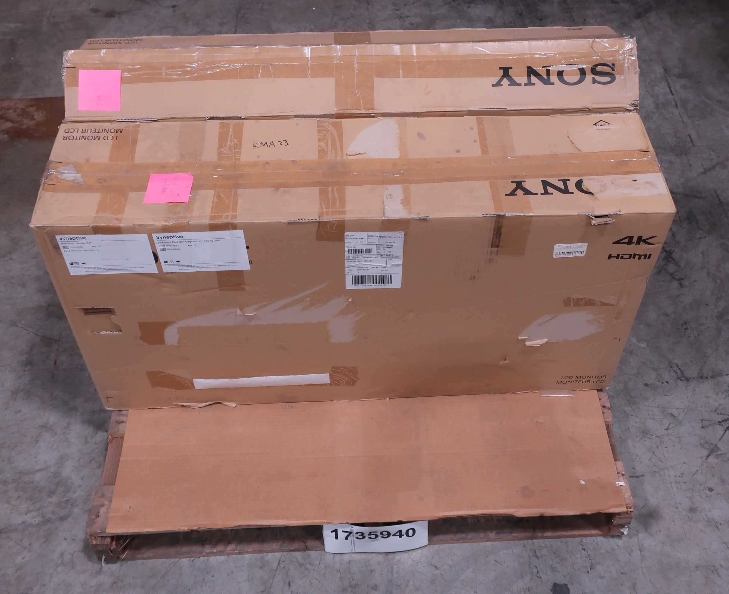 SKU 1735940 - LOT OF 2 SONY, LCD MONITORS, 4K HDMI - LAB & SCIENTIFIC
